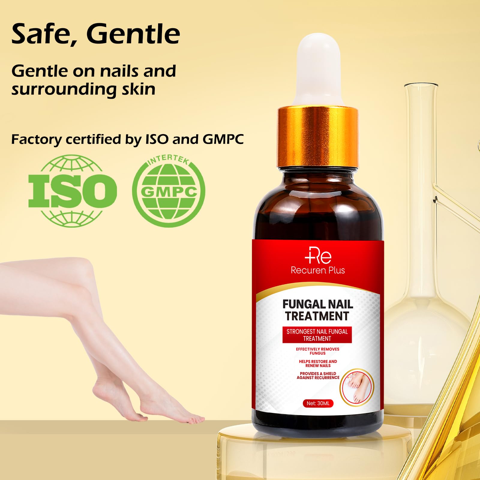 Extra Strength Toenail Fungus Treatment - Fast Acting Tea Tree Oil Formula for Fungal Nail Repair, Cracked & Discolored Nails - 30ML Nail Growth Strengthener | Effective for Athlete's Foot & Daily Nail Care