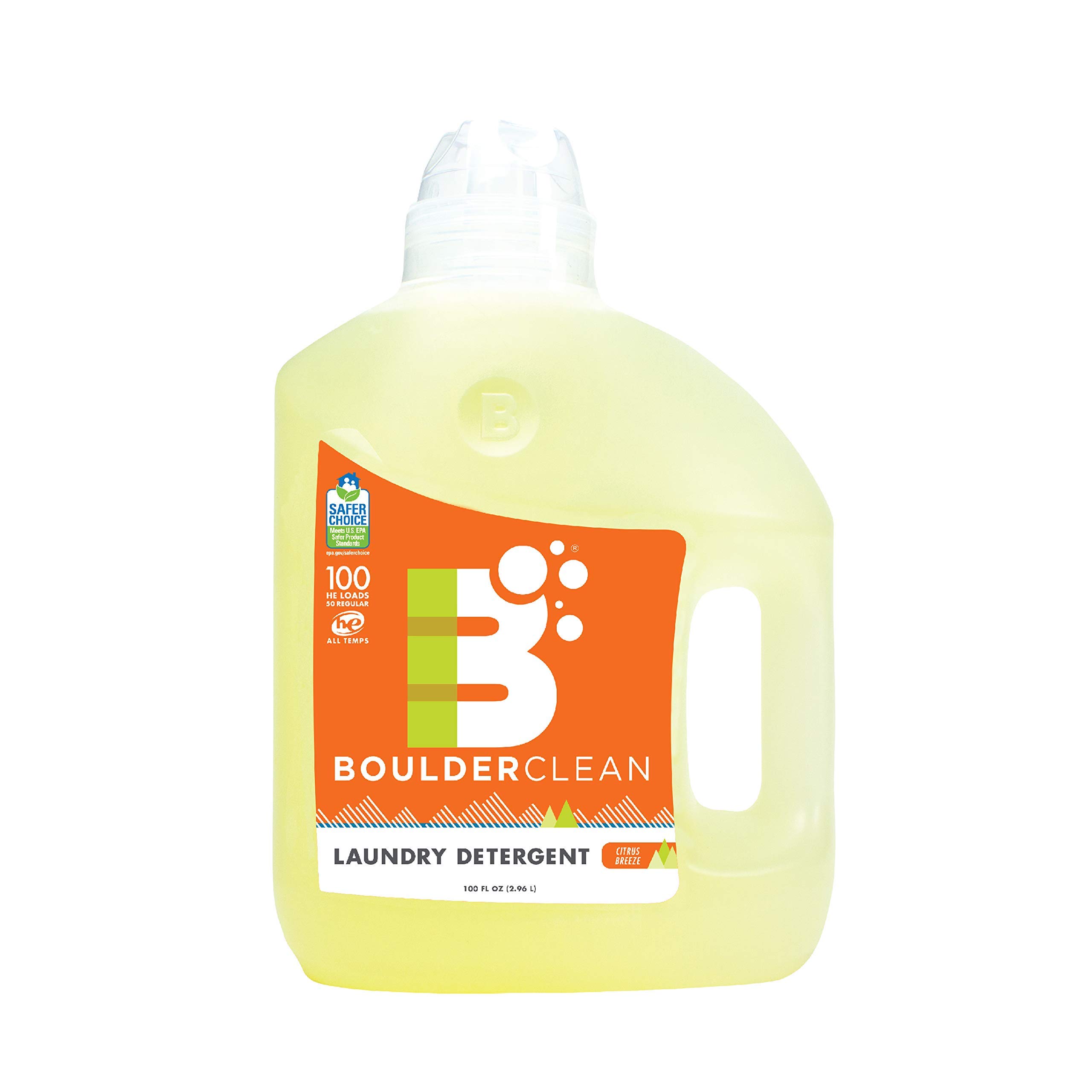 Boulder Clean Laundry Detergent - Citrus Breeze Scent, 100 oz (Pack of 2) | Eco-Friendly, Hypoallergenic Liquid Detergent for All Washing Machines | Perfect for Families, Gym Clothes & Sensitive Skin