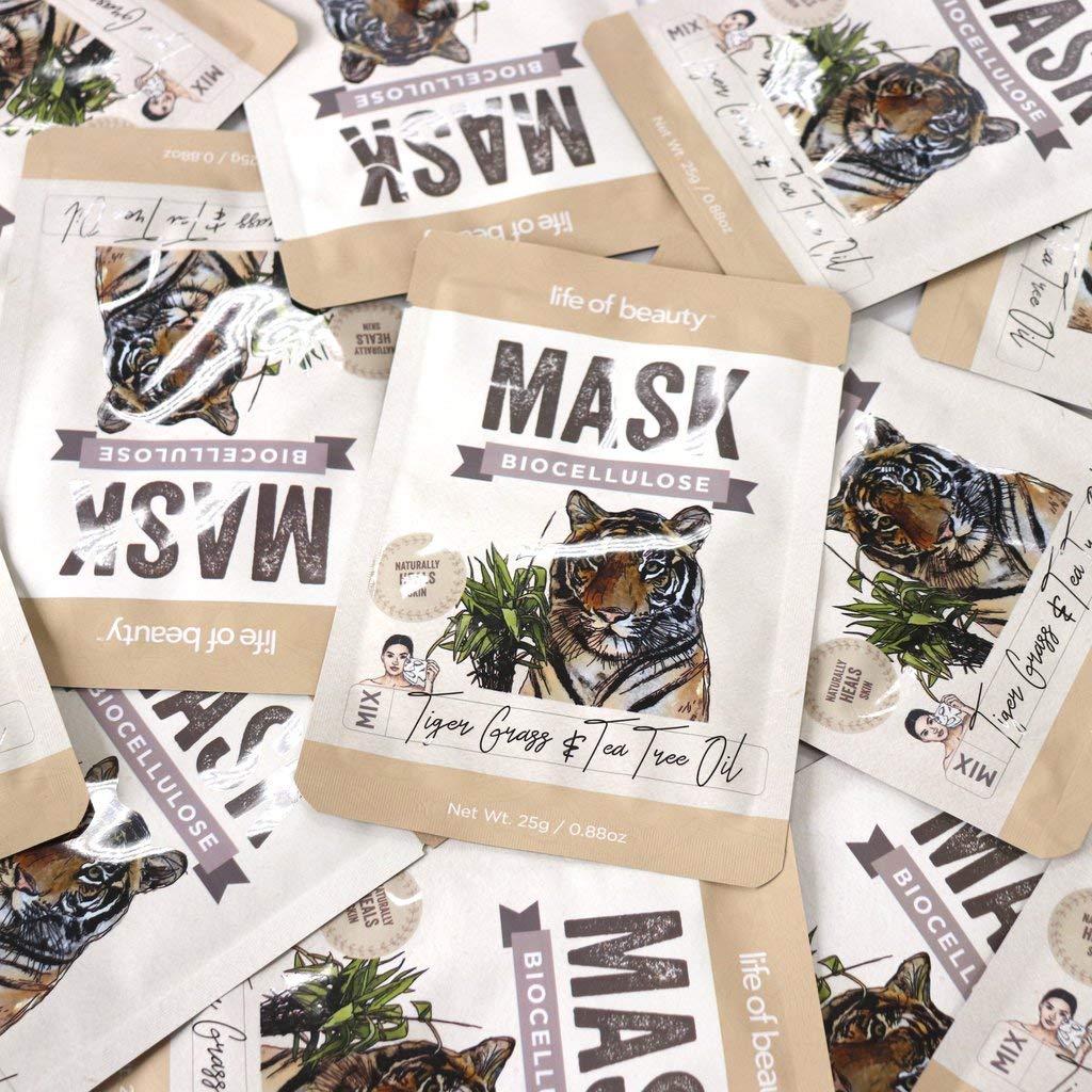 **Korean Biocellulose Face Mask with Collagen, Tiger Grass & Tea Tree Oil – Hydrating & Soothing Sheet Mask for Glowing Skin (1 Pack) – Perfect for Daily Skincare & Spa Nights**