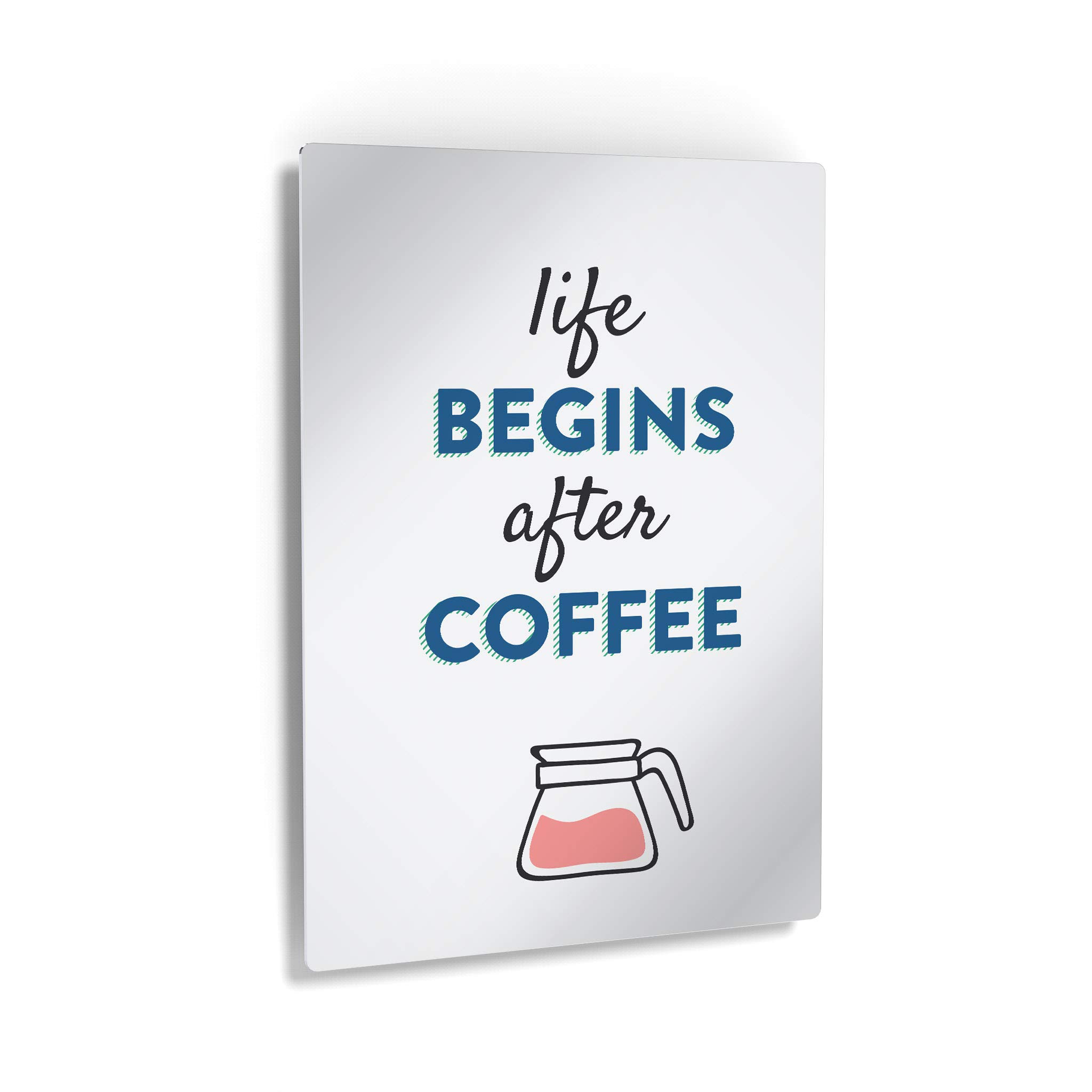 Retro Coffee Pot Metal Wall Art Print - 'Life Begins After Coffee' Inspirational Sign for Kitchen, Farmhouse & Office Decor (30x20 Inches) - Perfect for Coffee Shops, Restaurants & Home Dining Rooms