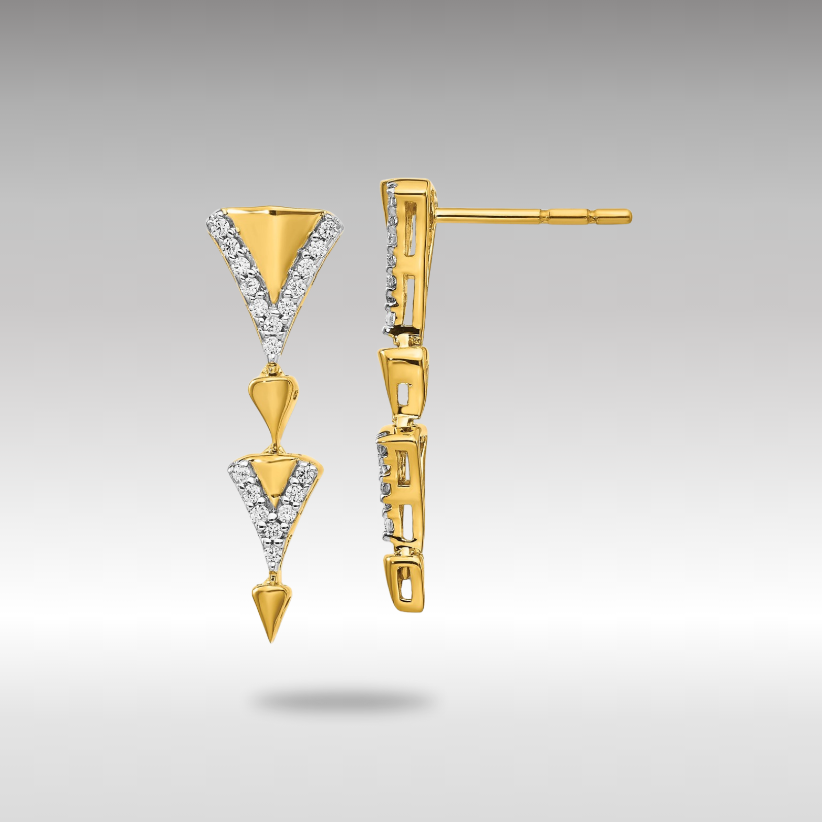 18K Gold Diamond Dangle Earrings for Women - Elegant Fancy Post Drop Earrings EM3901 020 YA - Perfect for Parties, Weddings & Special Occasions