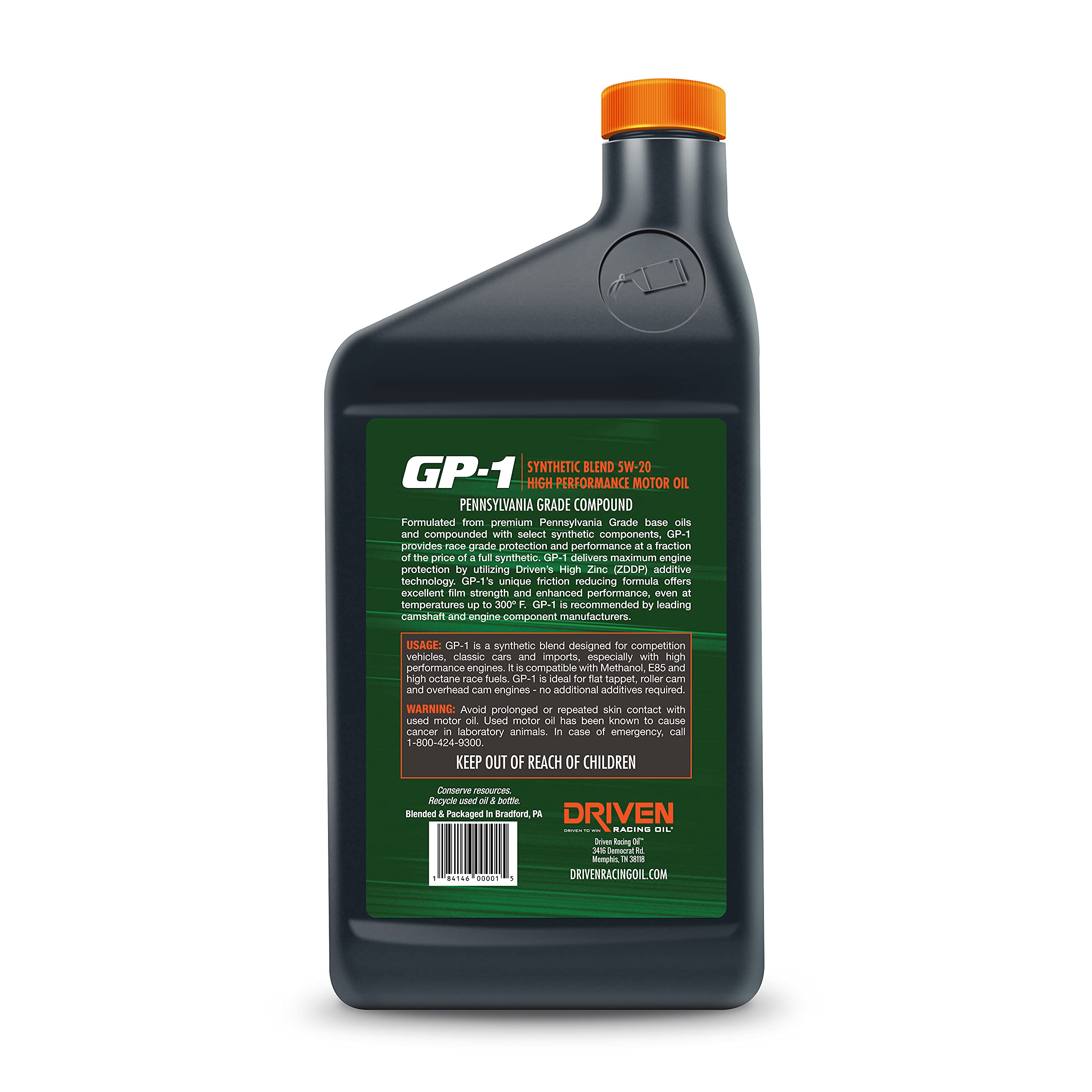 Driven Racing Oil GP-1 Synthetic Blend Motor Oil 5W-20 (12 Quart Bottles) - High Performance Engine Protection for Racing, Daily Driving & Extreme Conditions