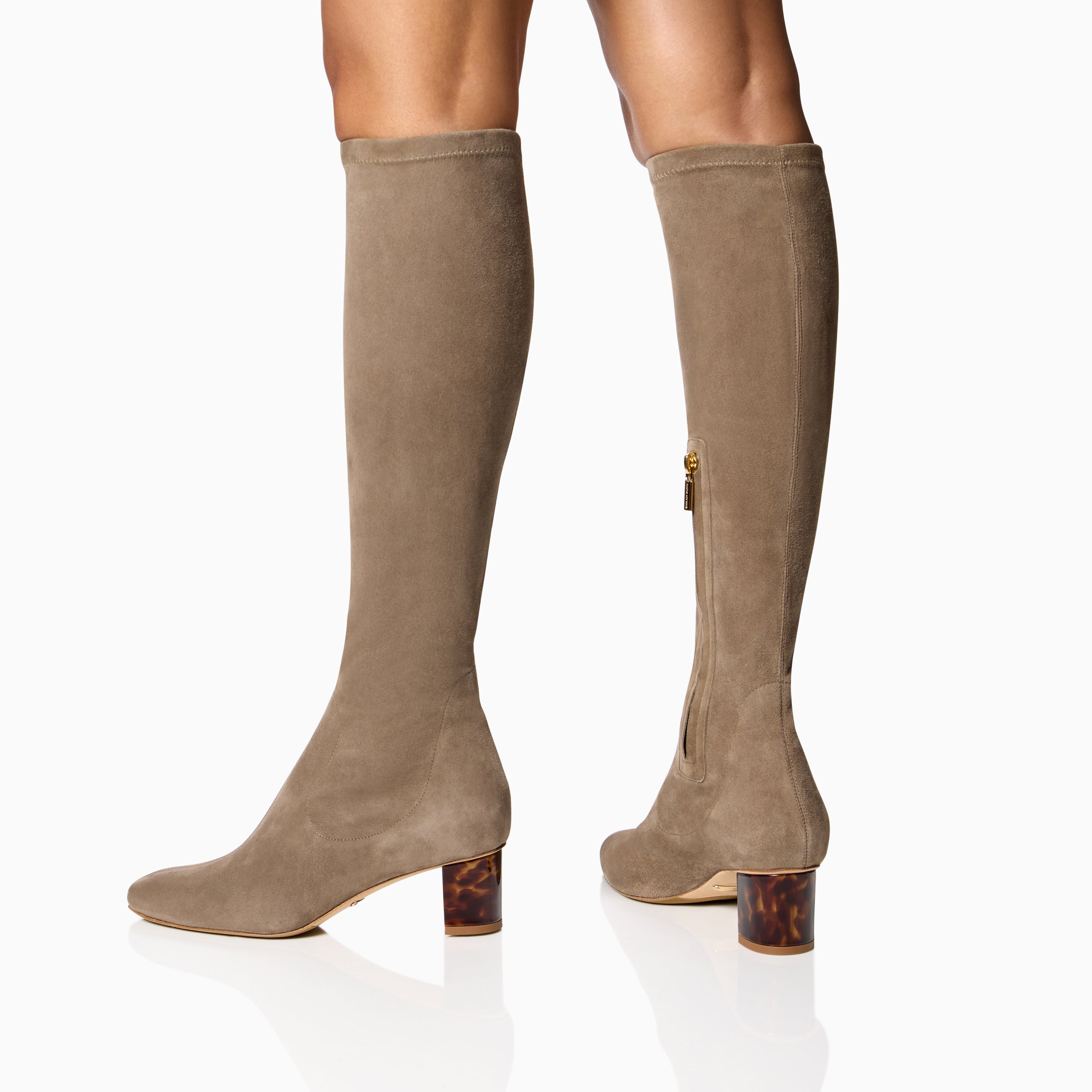 Alexandra Taupe Stretch Suede Boots for Women - Comfortable & Stylish Ankle Boots for Fall & Winter Fashion