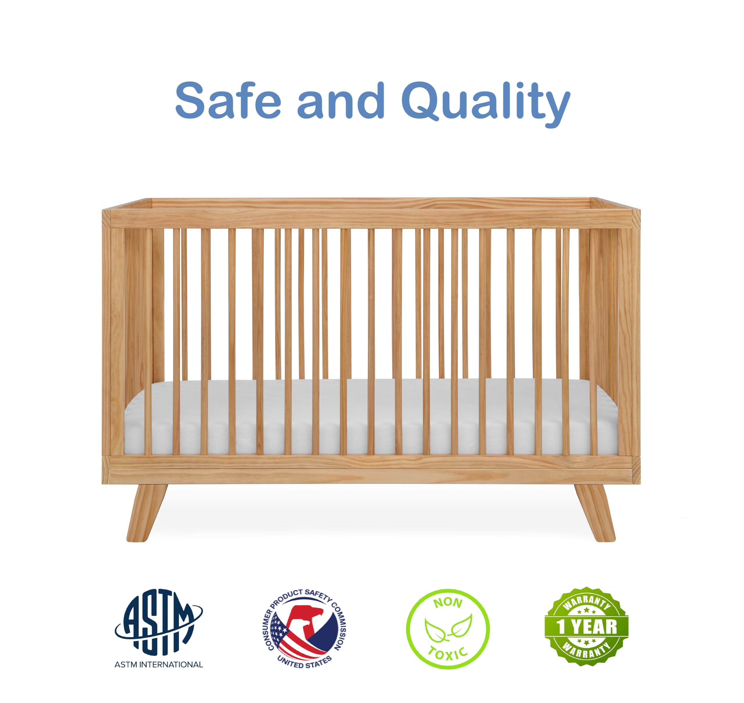 Astin 3-in-1 Convertible Baby Crib in Natural - Converts to Toddler Bed & Daybed | Fits Standard Full-Size Crib Mattress | 4 Adjustable Heights | Perfect Nursery Essential for Newborns to Toddlers