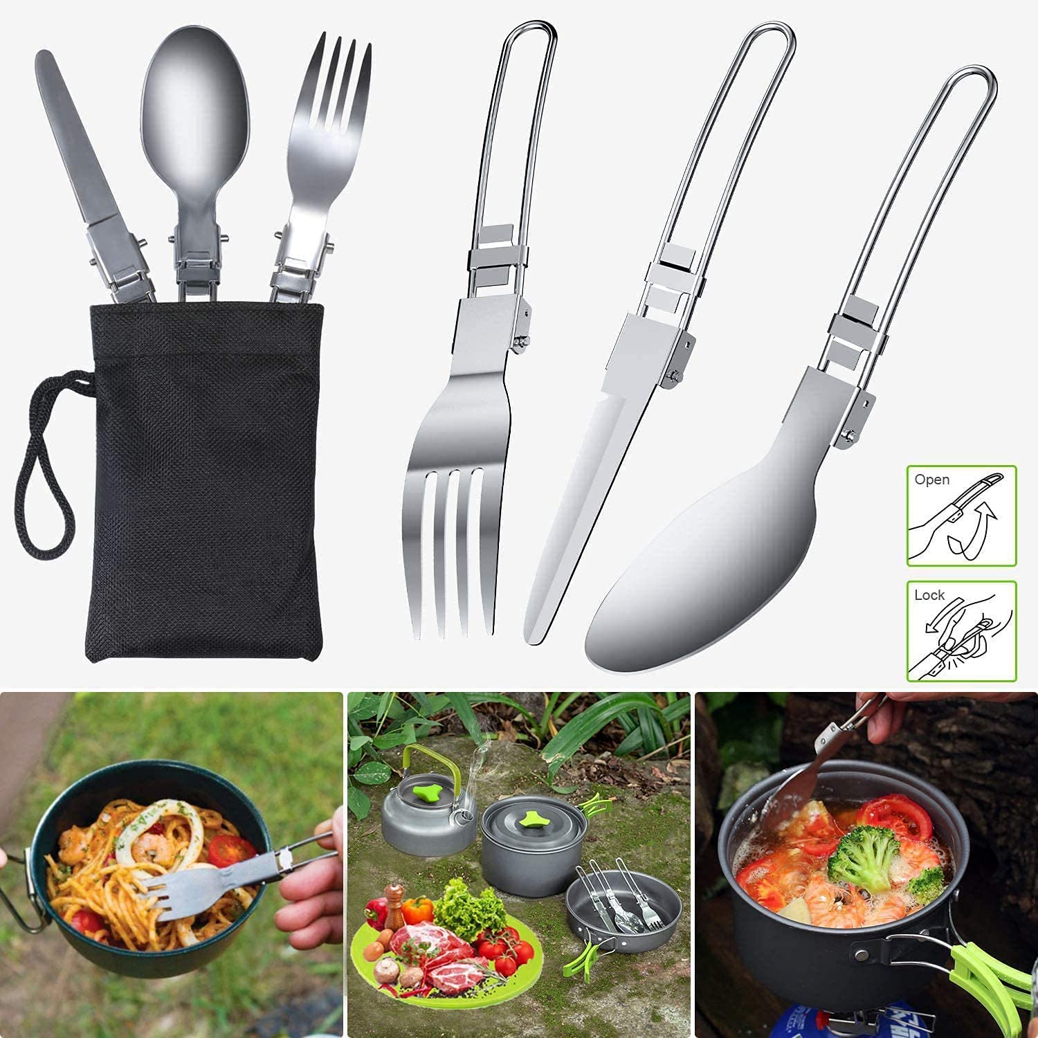 Suturun Lightweight Non-Stick Camping Cookware Set - Portable Mess Kit with Pots & Pans for Backpacking, Hiking, Picnics | Perfect for Outdoor Cooking, Camping Trips & RV Adventures