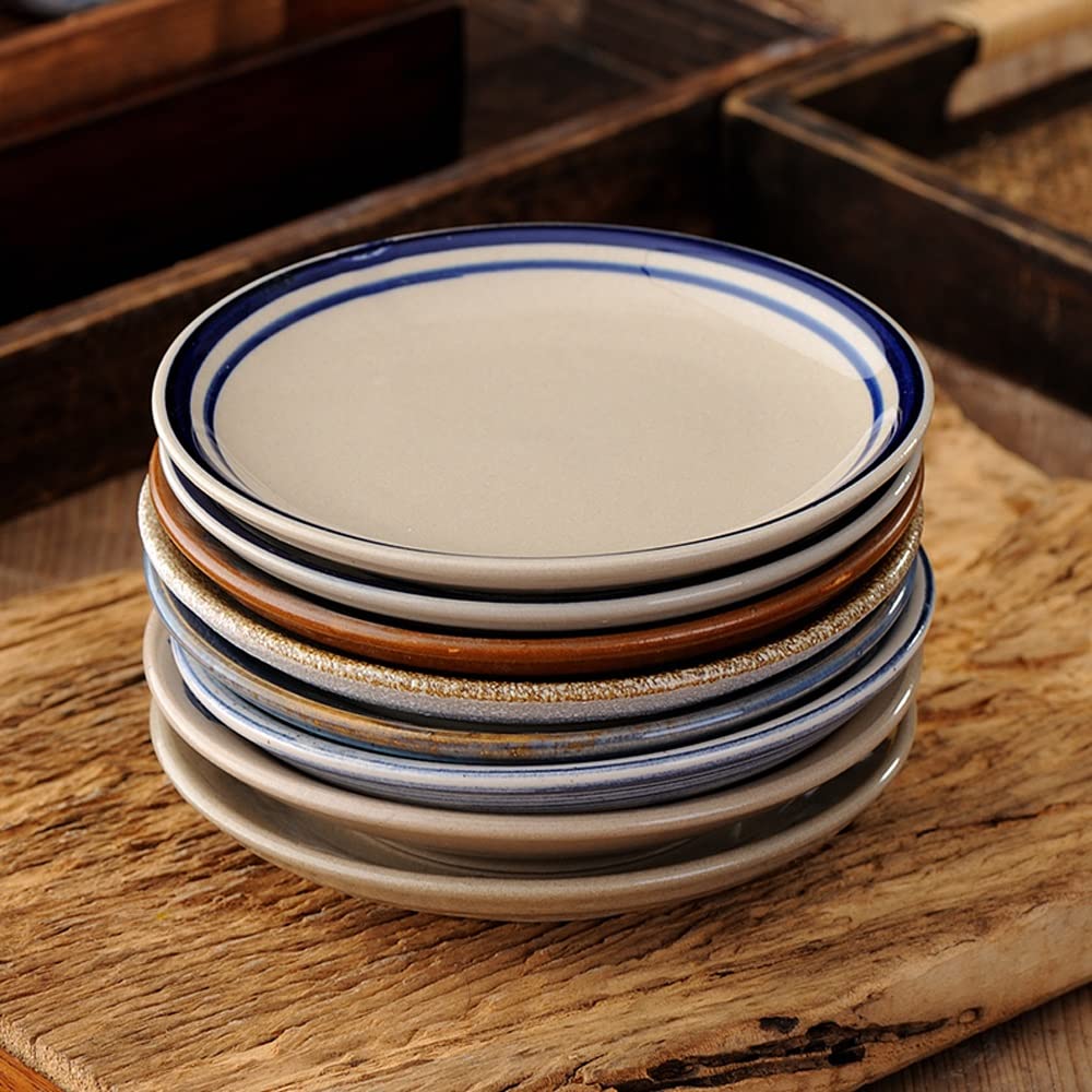Vintage Dark Blue Ceramic Salad Bowl - Retro Dining Table Snack Plate for Cake, Fruit, and Nuts | Perfect for Home Kitchen, Picnics, and Party Serving