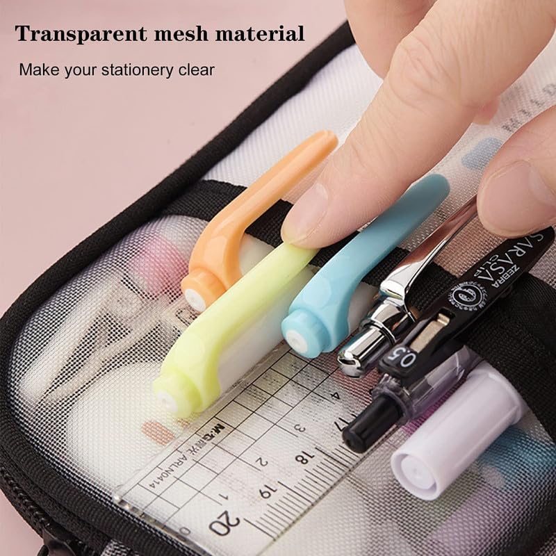 Durable Mesh Pencil Case for School & Travel - Pouch Organizer for Pens, Cosmetics & Office Supplies | Perfect for Students, Kids & Professionals | Great for Backpack, Desk & On-the-Go Use