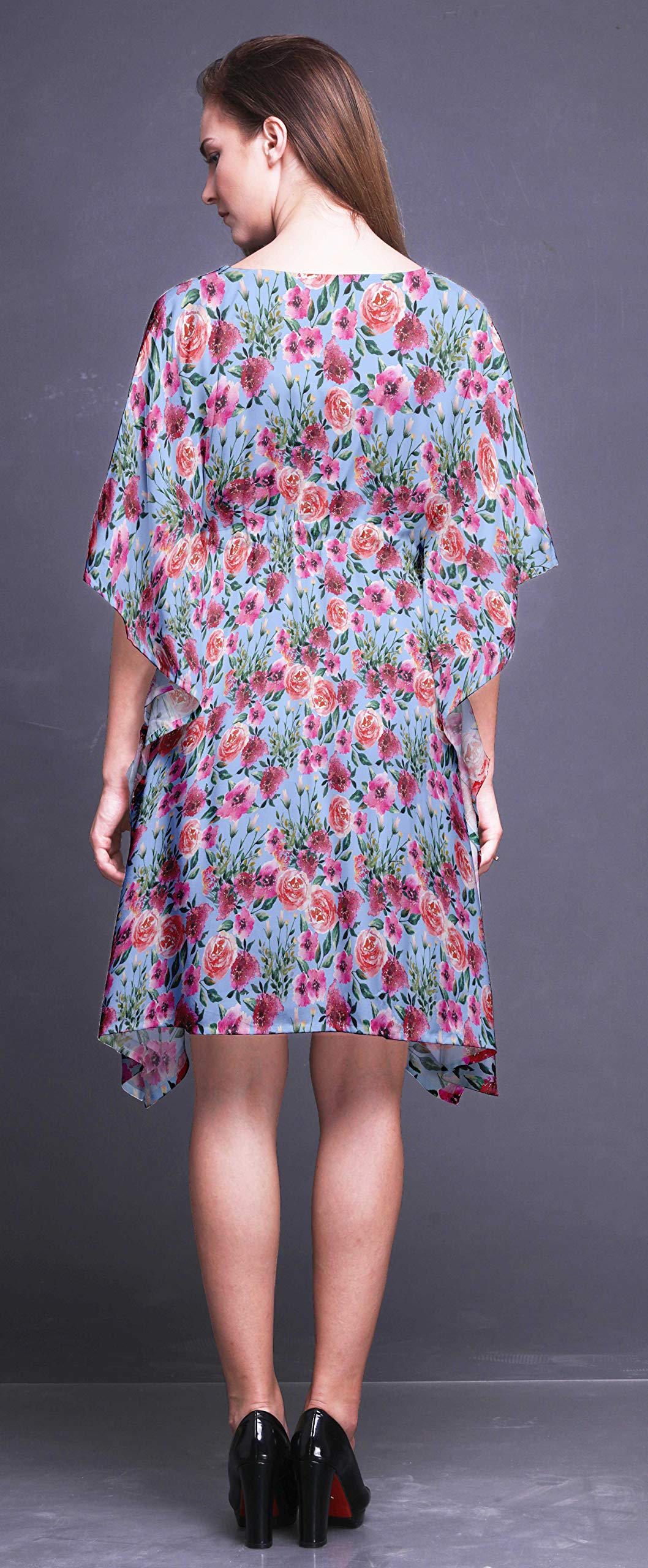 Bimba Women's Short Caftan Midi Dress - Beach Cover Up, Swimwear Wrap, Boho Summer Dress for Pool, Vacation & Resort Wear