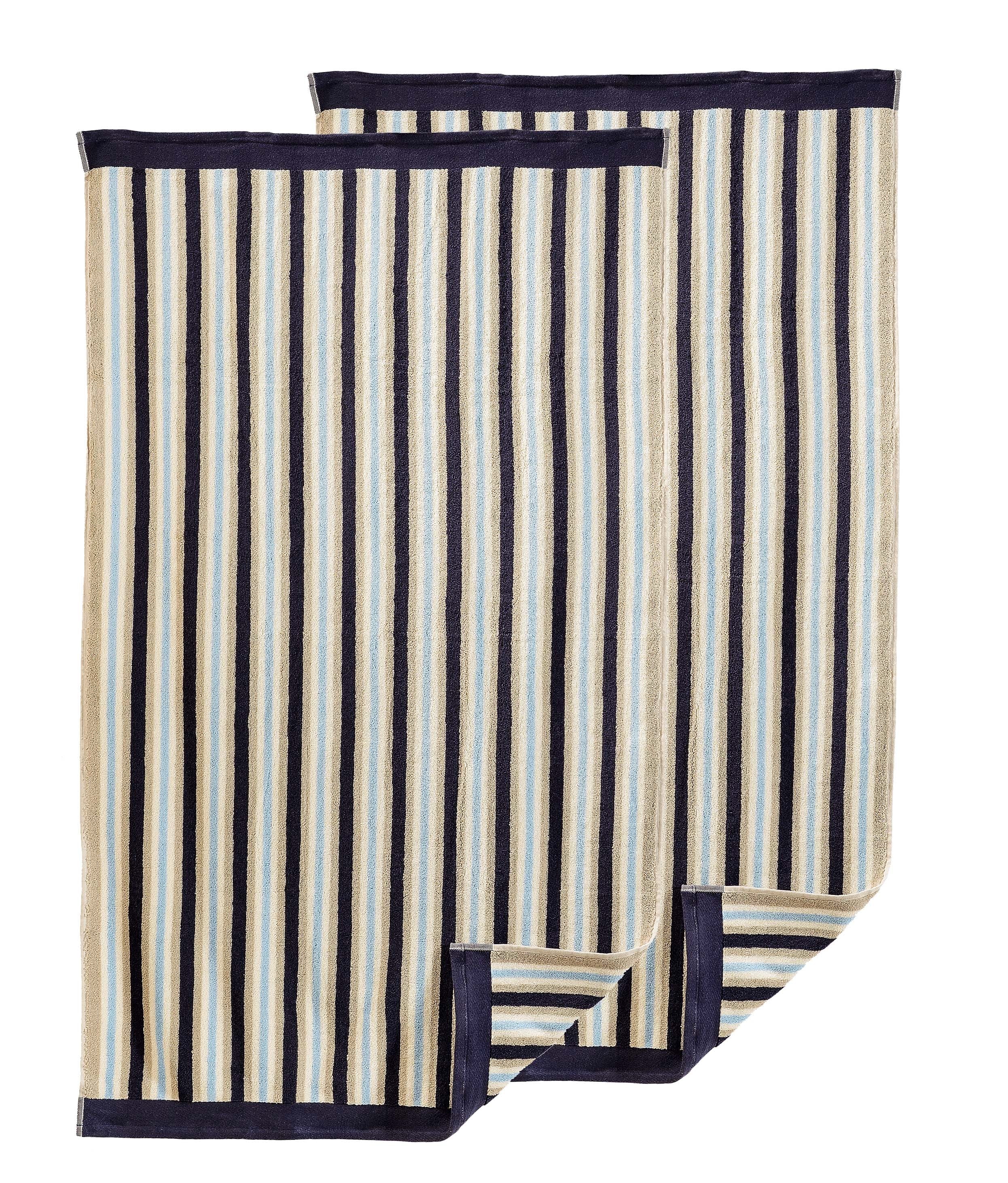 Premium Cotton Striped 2-Piece Bath Sheet Set - Super Soft & Absorbent Towels for Spa, Bathroom & Beach Use