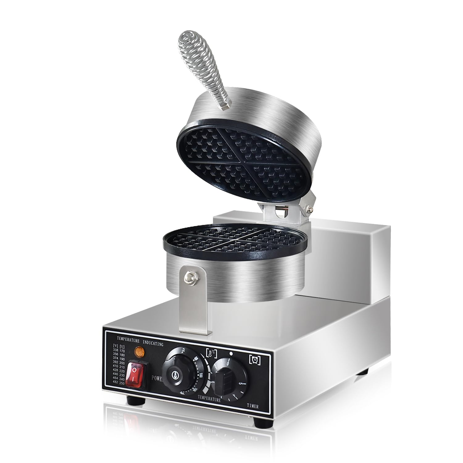 Commercial Waffle Maker Machine - 1300W Electric Waffle Iron with Non-Stick Coating, Adjustable Temperature & Timer, 110V - Perfect for Hotels, Restaurants, and Breakfast Cafes