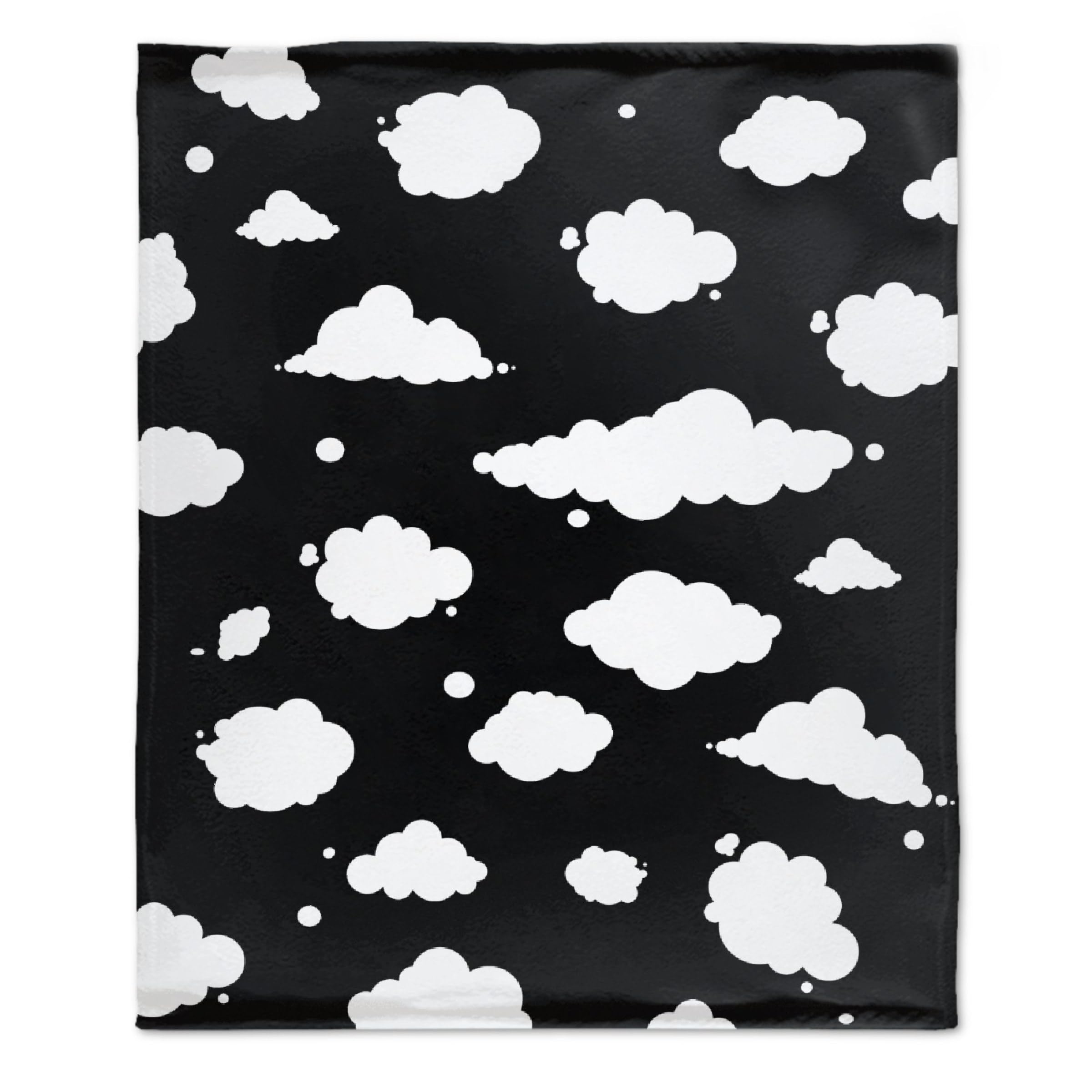 Sumedha Black and White Cloud Print Flannel Throw Blanket - Ultra Soft Lightweight Oversized 120