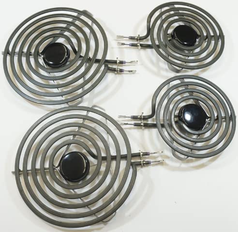Sunjlka Surface Burner Element Kit - Compatible with Whirlpool (2) MP15MA & (2) MP21MA - Replacement for WPY04100165, 326787, 112696, 14210966, Y04100166, 04100166, 4381750 - Ideal for Stove Top Repairs & Kitchen Appliance Maintenance