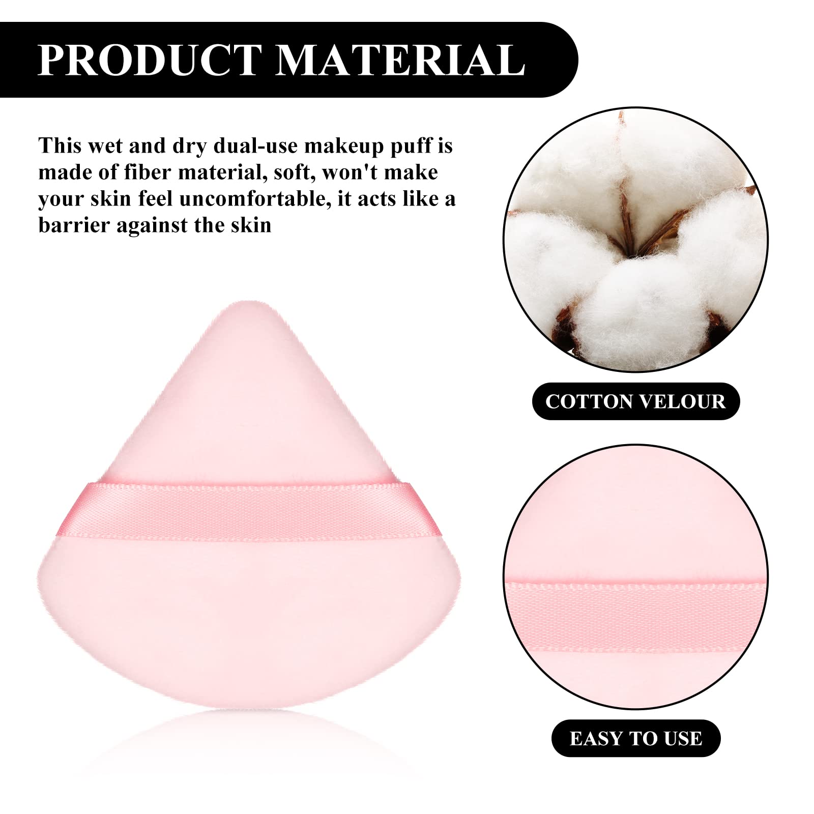 12-Piece Soft Triangle Powder Puff Set for Loose & Mineral Makeup - Black, White, Pink - Foundation Sponge for Wet/Dry Application - Perfect for Contouring, Baking & Setting Makeup