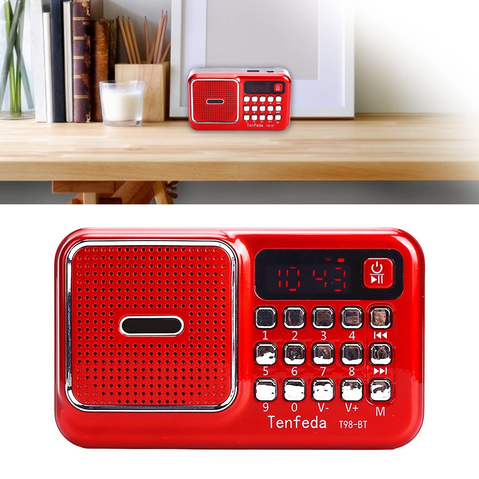 Portable Shortwave AM FM Radio with LCD Display, MP3 Player & Bass Speaker - Battery or USB Powered for Home, Office, Travel & Emergency Use