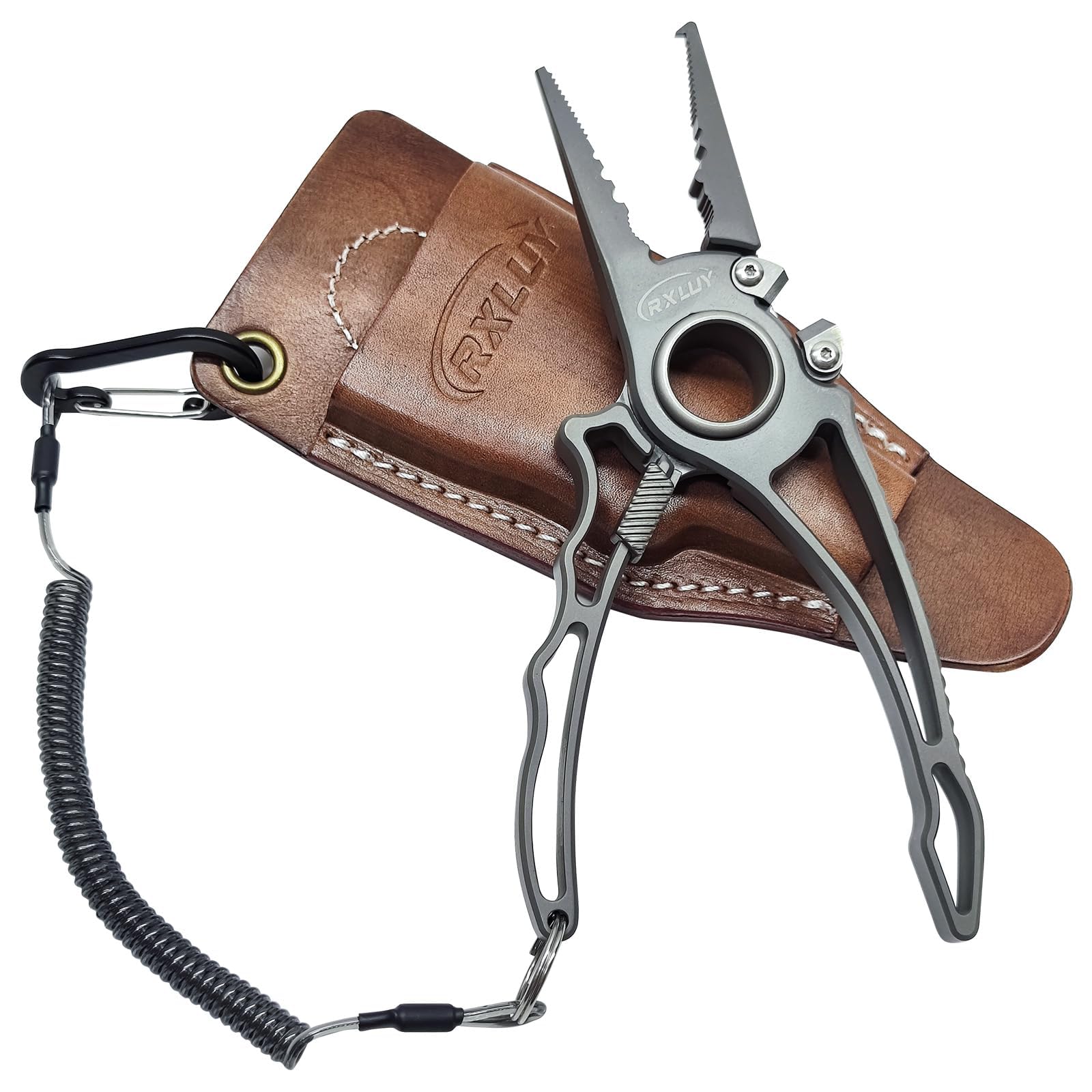 Premium Titanium Fishing Pliers - Saltwater Fishing Gear with Tungsten Cutters & Split Ring Hook Remover | Knot Tying Tool with Lanyard | Ideal for Ice Fishing, Sea Fishing & Gifts for Men | Perfect for Anglers & Outdoor Enthusiasts