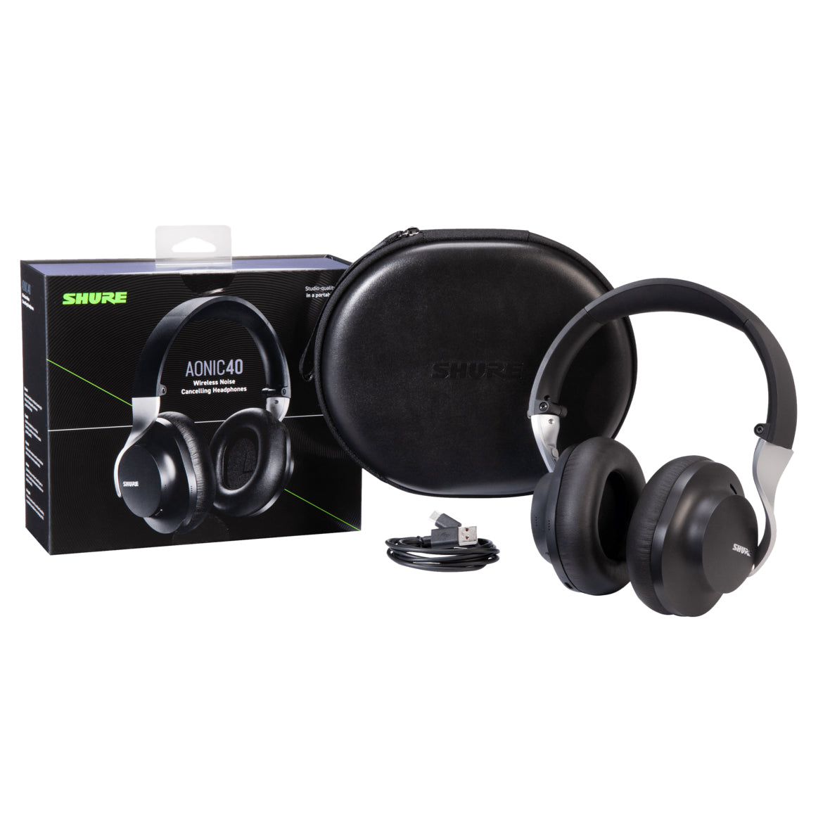 Shure AONIC 40 Wireless Noise Cancelling Headphones - Premium Bluetooth Over-Ear Headset with Hi-Res Audio, 20-Hour Battery Life for Travel, Work & Music Lovers (Discontinued Model)