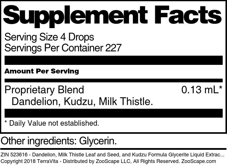 Terravita Dandelion Milk Thistle & Kudzu Liquid Extract - Alcohol-Free Herbal Supplement (1 oz, 3-Pack) - Supports Liver Detox & Digestive Health - Perfect for Daily Wellness Routine & Natural Cleansing
