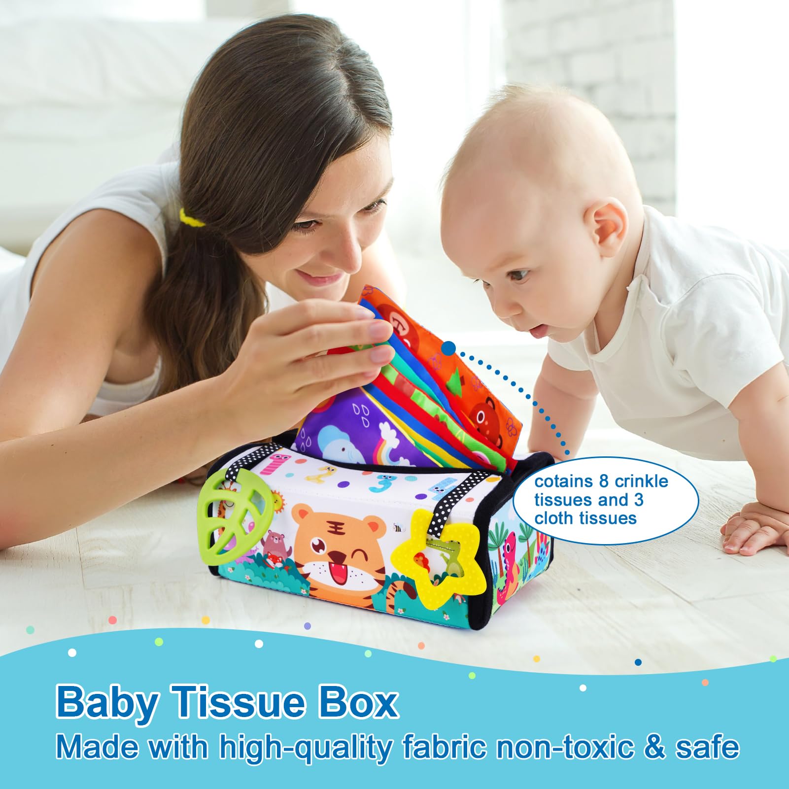 Montessori Wooden Baby Toys 0-6 Months - Educational Learning Activity Box for Newborns & Infants | First Birthday Gift for Boys & Girls (0-18 Months) - Perfect for Early Childhood Development & Sensory Play
