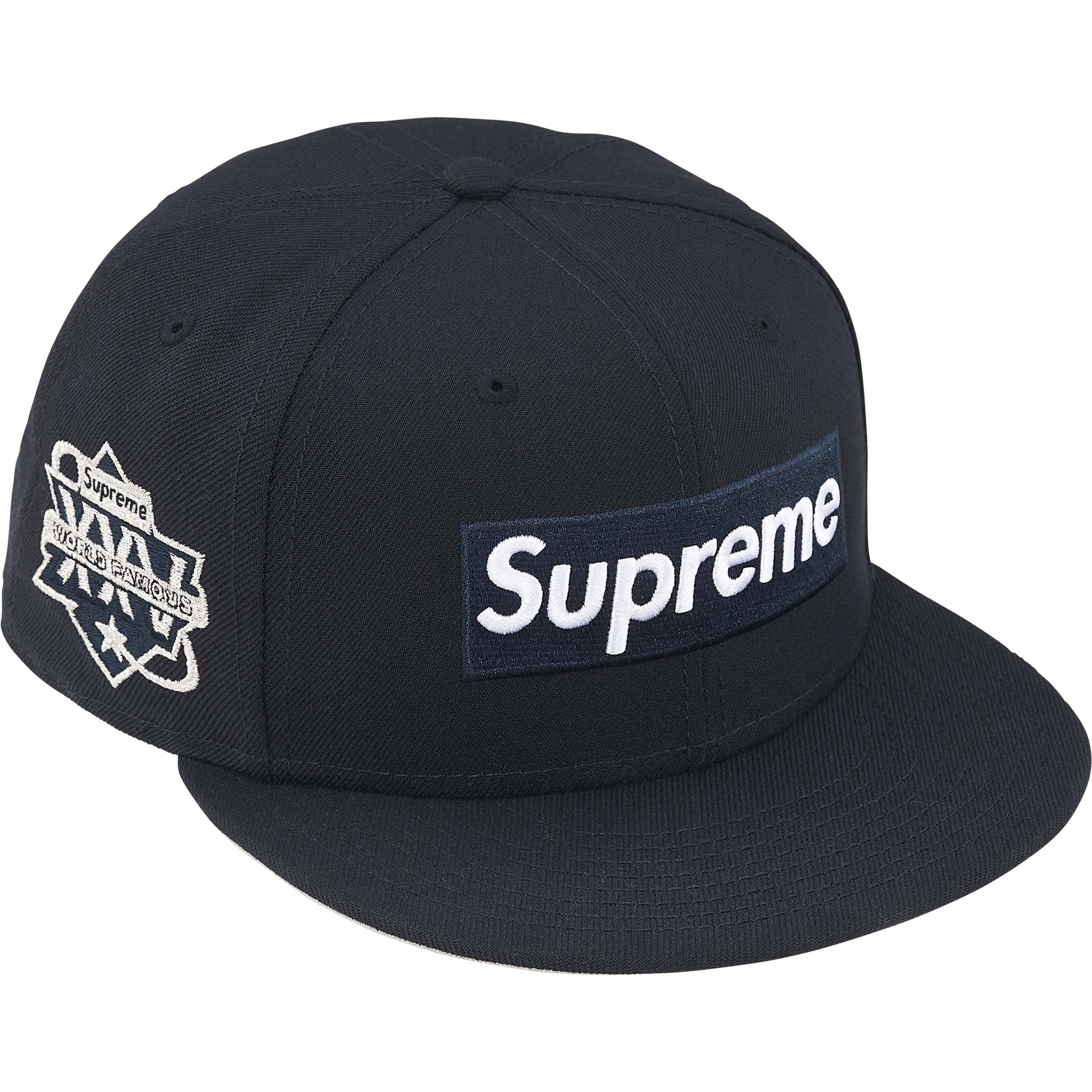 Supreme Championship Box Logo New Era Navy Snapback Hat - Stylish Streetwear for Men & Women - Perfect for Casual Outfits, Sports Events, and Urban Fashion