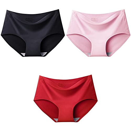 Silk Mid Waist Seamless Panties for Women - 3 Pack XXL Large Size Underwear Set | Soft Comfortable Lingerie for Everyday Wear & Special Occasions