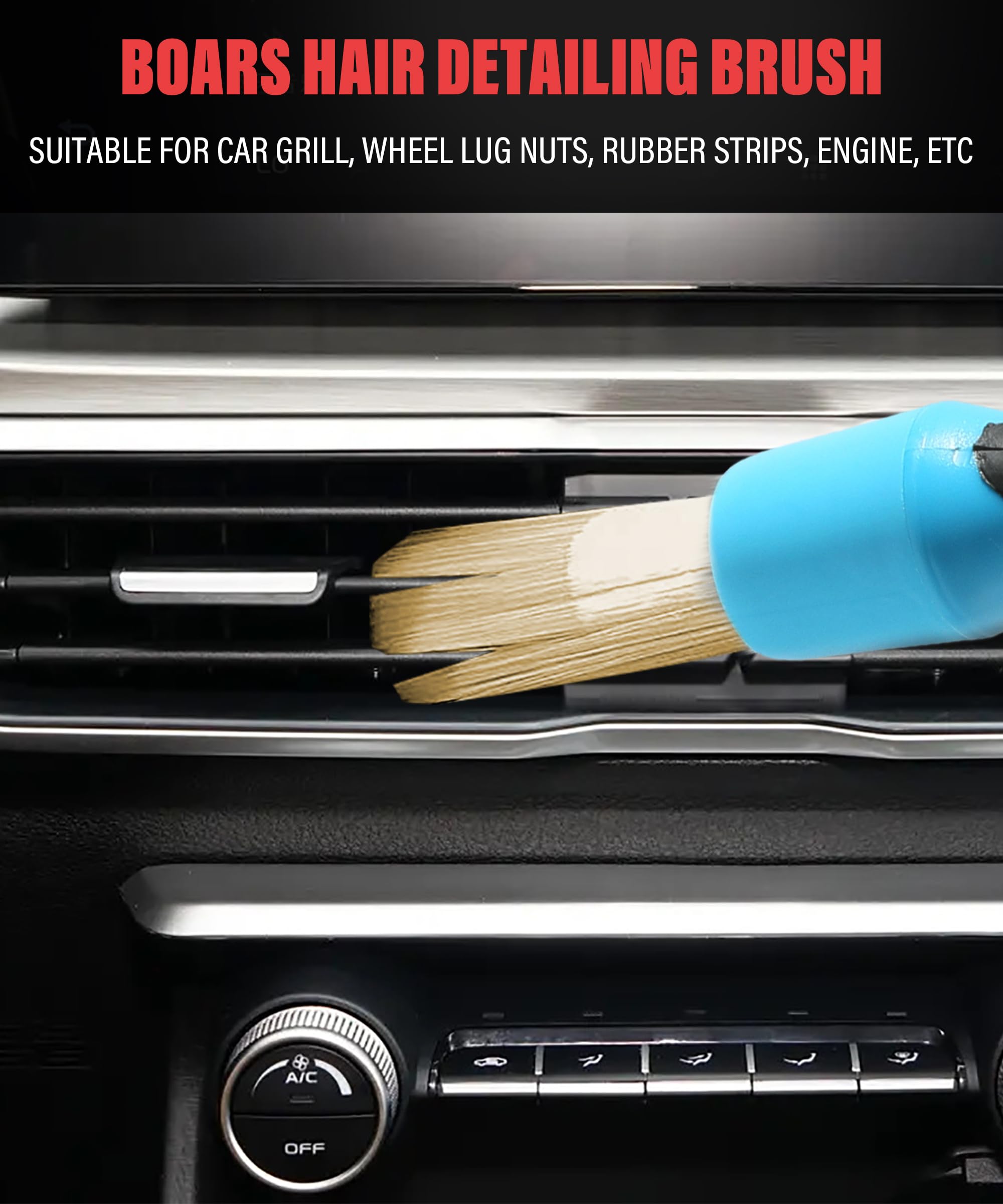 Zlirfy 3-Piece Premium Car Detailing Brush Set - Soft Bristle Auto Interior Cleaning Kit for Vents, Dashboard, Seats & Wheels | Scratch-Free Car Care Accessories for Engine Bay & Emblems | Perfect for DIY Auto Detailing & Professional Car Cleaning