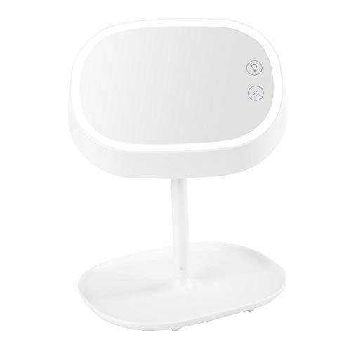 Dimmable LED Makeup Mirror with Touch Screen - 2-in-1 Vanity Mirror & Desk Lamp, 180° Rotating Stand, USB Charging (White) | Perfect for Home Makeup, Salon, Dressing Room & Travel