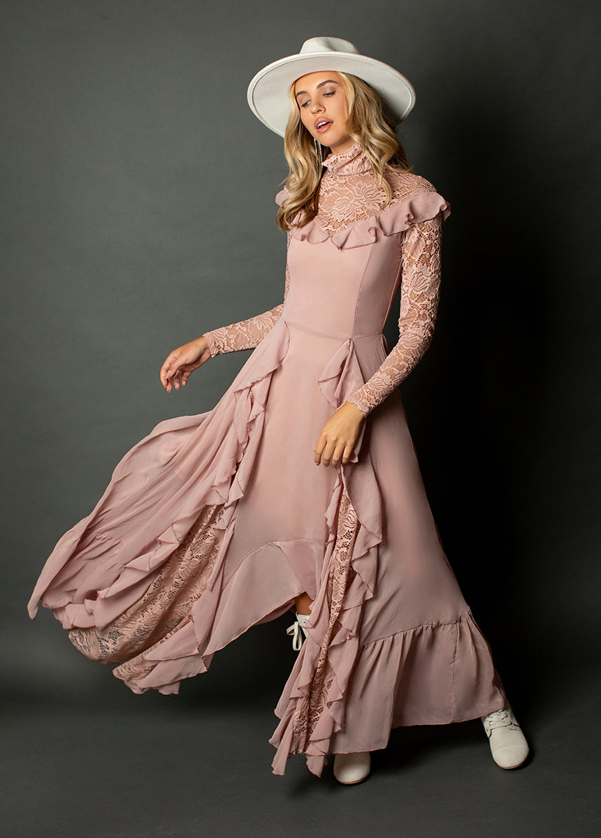 Sveta Maxi Dress in Nude Pink - Women's Flowy Long Summer Dress with Pockets | Perfect for Beach Vacations, Weddings & Date Nights