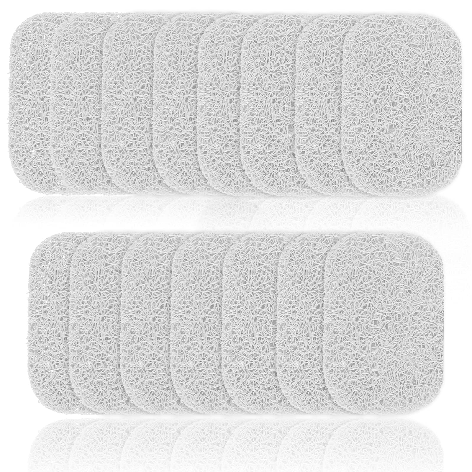 15-Piece White BPA-Free Soap Saver Pads Set - Non-Slip Self-Draining Soap Holder for Bar Soap - Shower, Kitchen & Bathroom Soap Tray Accessories (Bulk Pack) - Perfect for Home, Gym & Travel Use