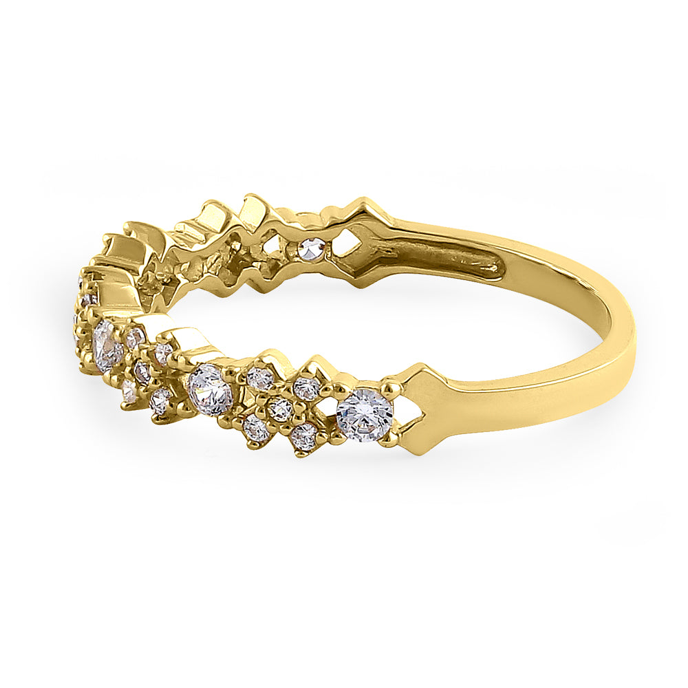 14K Solid Yellow Gold Xs and Os CZ Ring for Women - Elegant Cubic Zirconia Love Letter Ring for Valentine's Day, Anniversary, and Everyday Wear