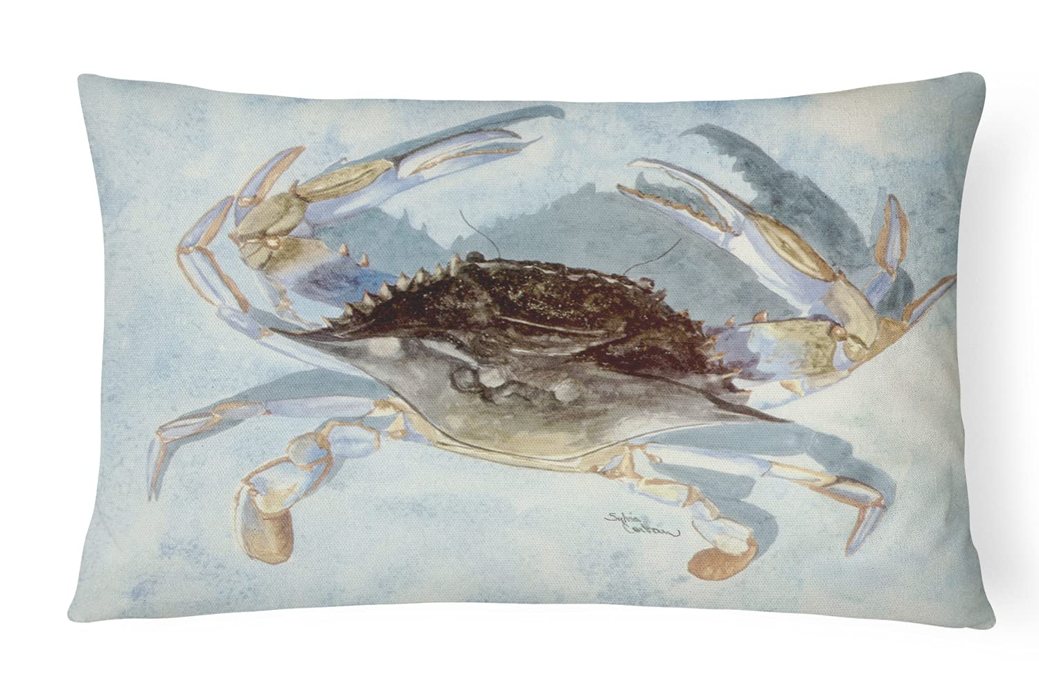 Blue Crab Decorative Pillow 12x16 Inches - Machine Washable Indoor Outdoor Throw Pillow for Couch, Bed, Patio & Porch - Coastal Home Decor Accent