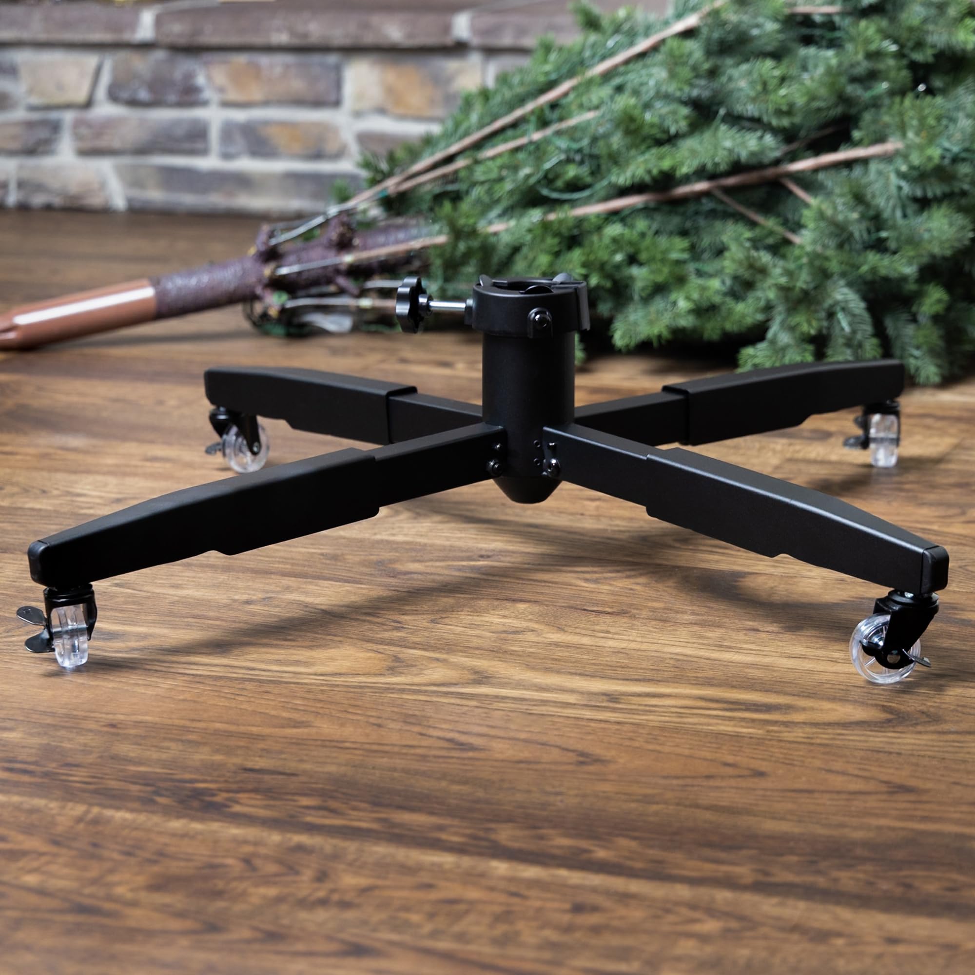 Universal Metal Rolling Christmas Tree Stand - Adjustable for Artificial Trees Up to 12 Feet | Heavy Duty Tree Keeper for Indoor/Outdoor Holiday Decorations | Perfect for Home, Church & Office Christmas Displays