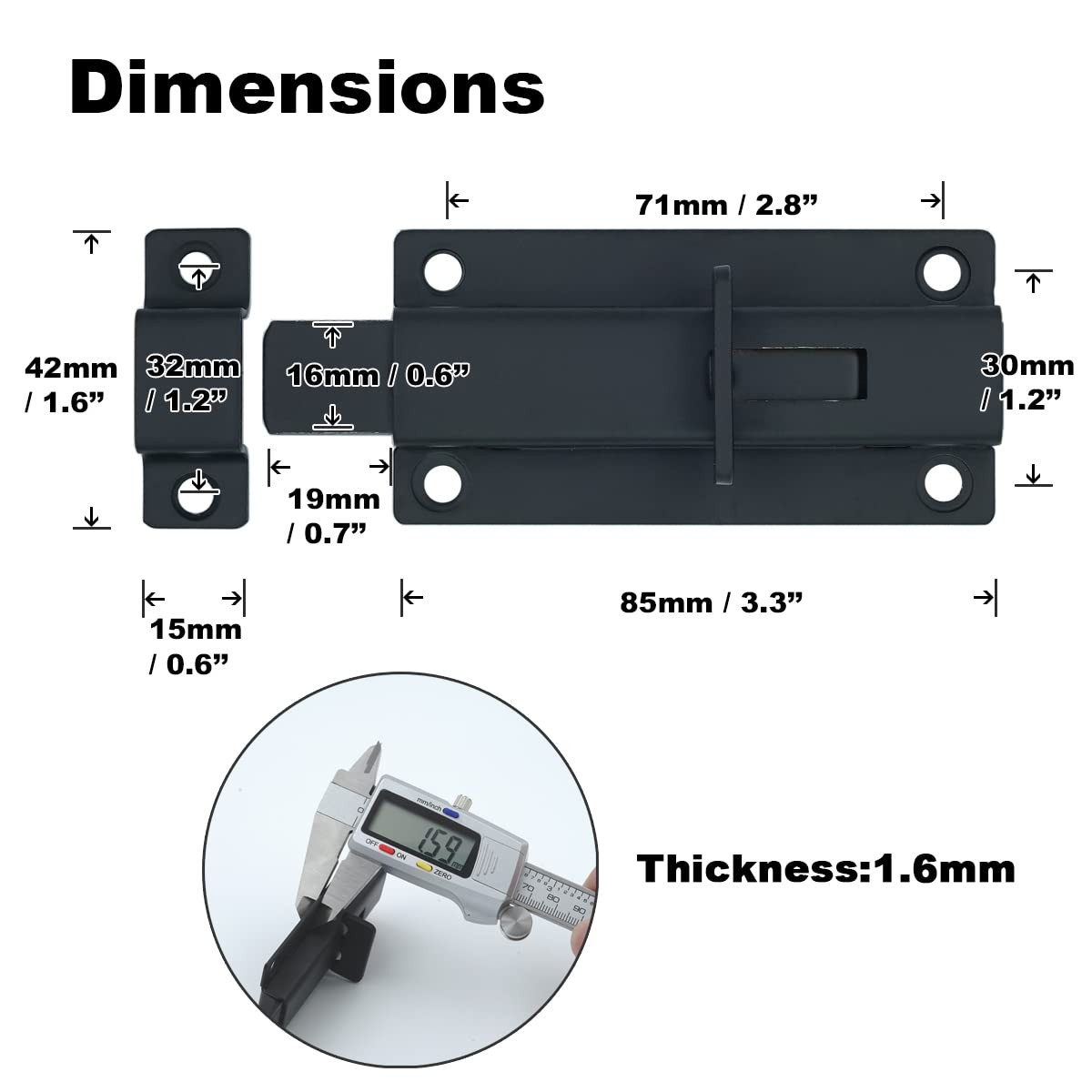 4 Inch Black Stainless Steel Barrel Bolt Door Latch - Heavy Duty Sliding Door Lock (2 Pack) - Ideal for Barn Doors, Sheds, Gates & Home Security
