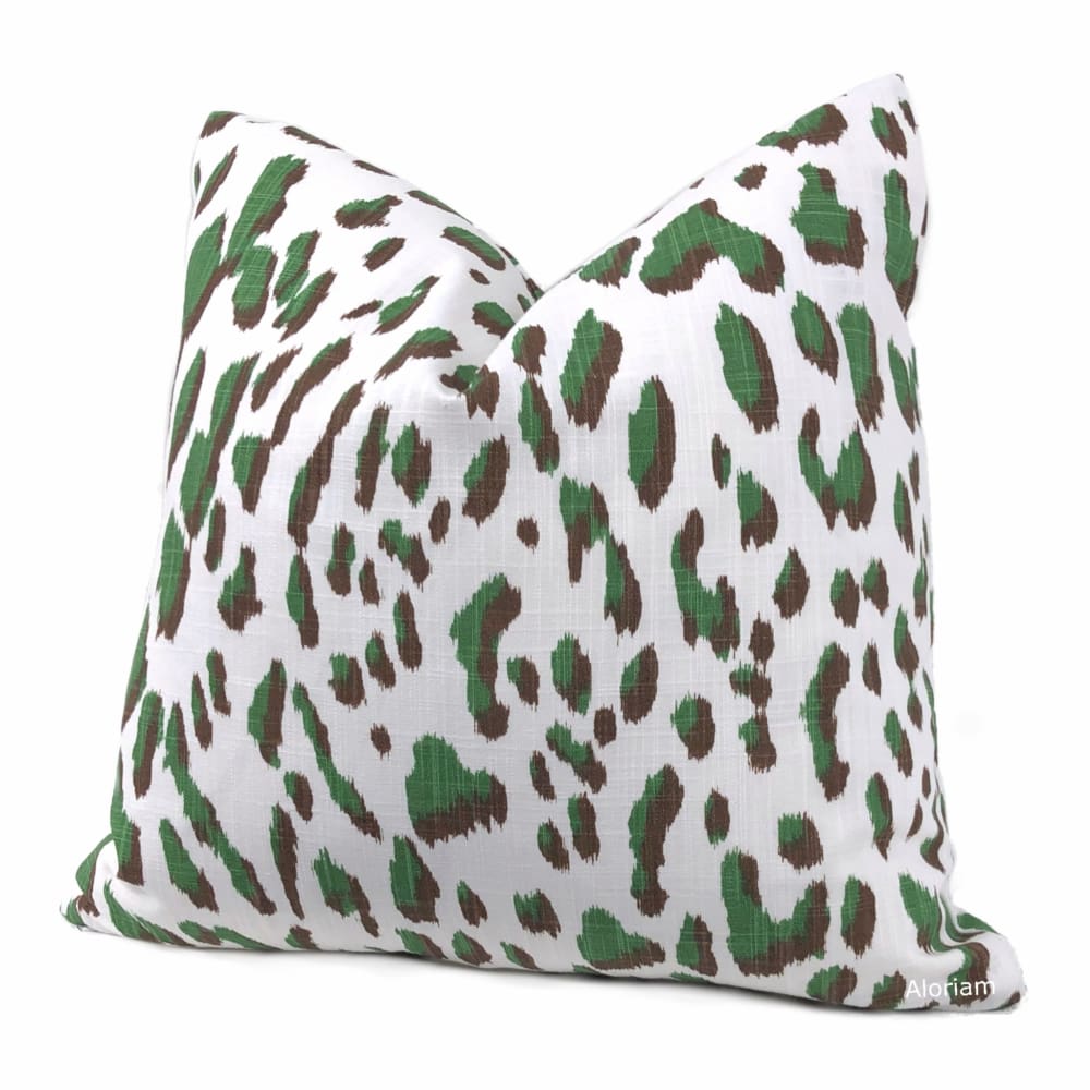 Brenner Forest Green Brown White Leopard Print Pillow Cover - Soft Decorative Throw Pillow Case for Sofa, Bed, Couch - Home Decor & Living Room Accent