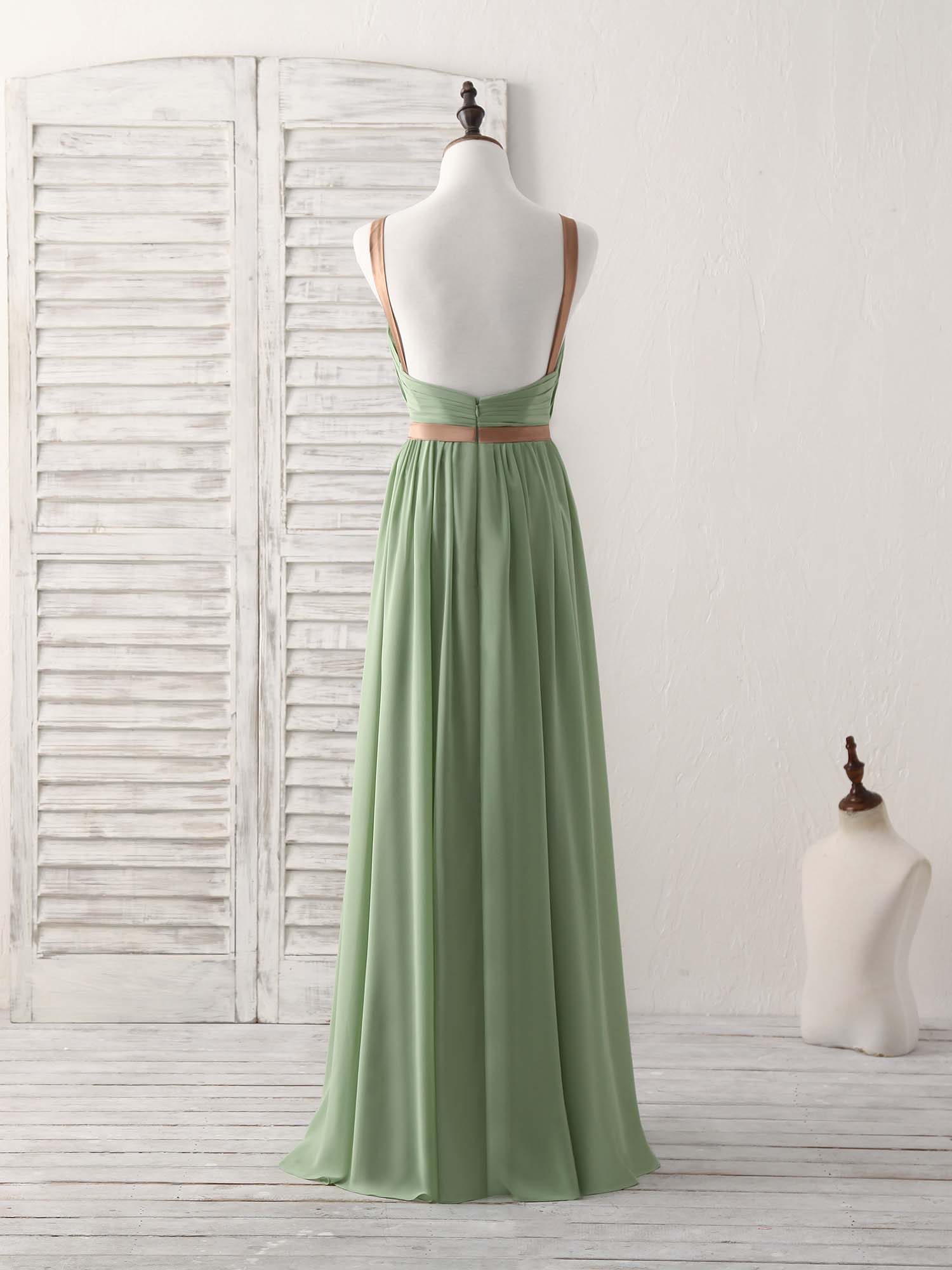Elegant Green Chiffon Long Prom Dress | Formal Evening Gown for Bridesmaids & Homecoming | Perfect for Weddings, Parties & Special Occasions