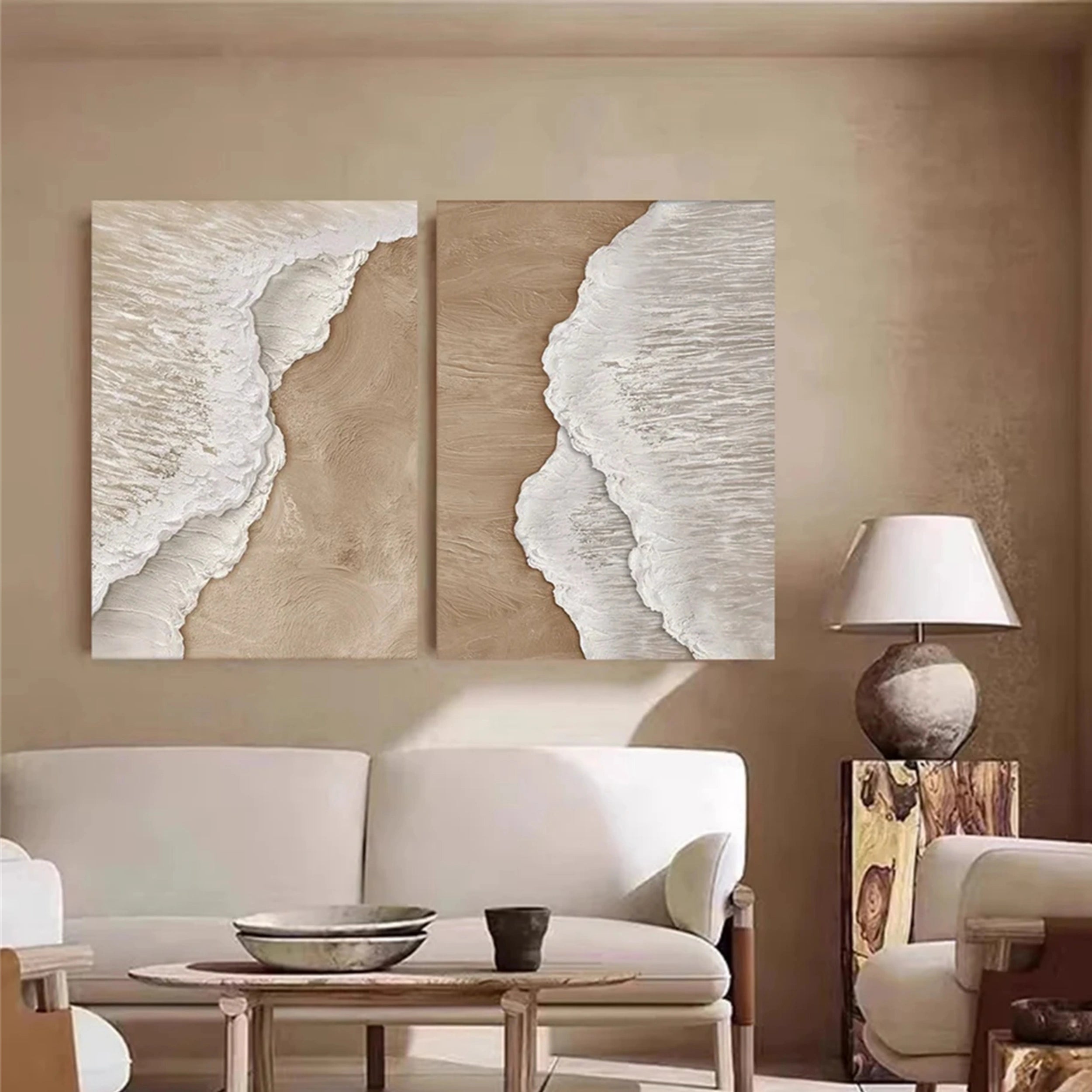 Ocean and Sky Painting Set of 2 - Handmade Canvas Wall Art for Home & Office Decor - Perfect for Living Room, Bedroom or Beach House
