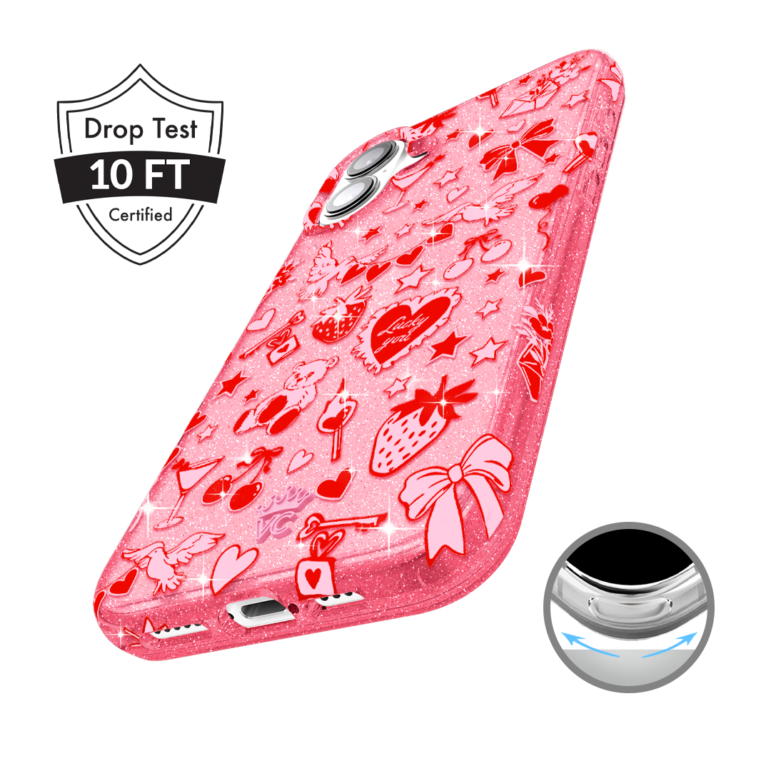 Be Mine Glitter iPhone Case - Sparkly Protective Phone Cover for iPhone 13/14/15 - Perfect for Valentine's Day, Parties & Everyday Glam