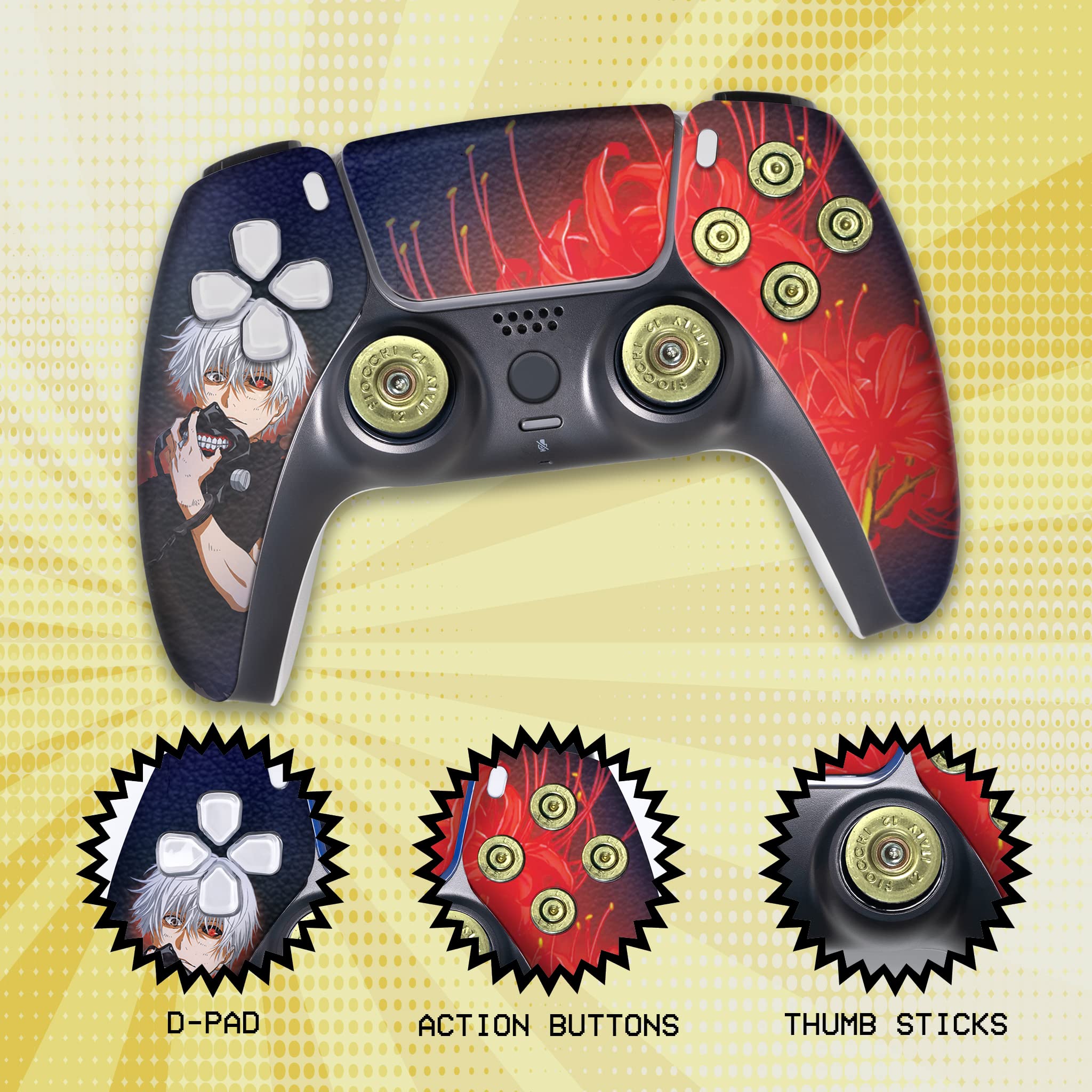 Tokyo Ghoul Custom Wireless PS5 Controller - Compatible with Playstation 5 Console | Hydro-Dip Printed Gamepad (Not Just a Skin) | Officially Licensed, USA Made - Perfect for Gaming, Collecting & Anime Fans