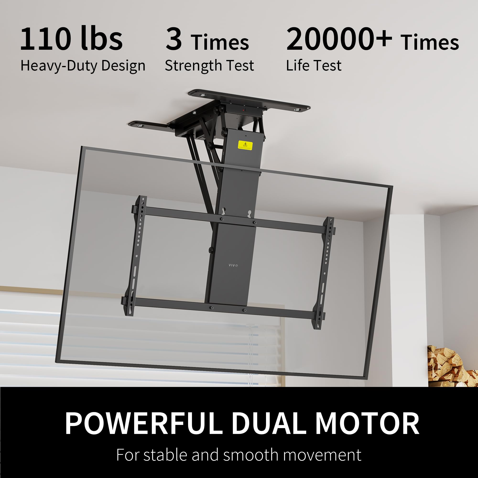 VIVO Electric TV Ceiling Mount for 40-85 Inch Screens | Motorized Flip-Down Pitched Roof VESA Mount | Heavy Duty Black Master Pack (MOUNT-E-FD85) | Perfect for Home Theaters, Bars, and Commercial Spaces