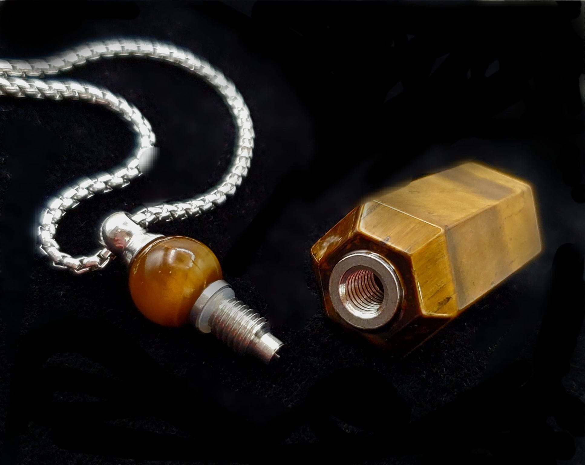 Tiger's Eye Ash Vial Pendant - Handmade Memorial Jewelry for Keepsakes, Cremation, & Spiritual Remembrance - Perfect for Grieving, Meditation & Healing Rituals