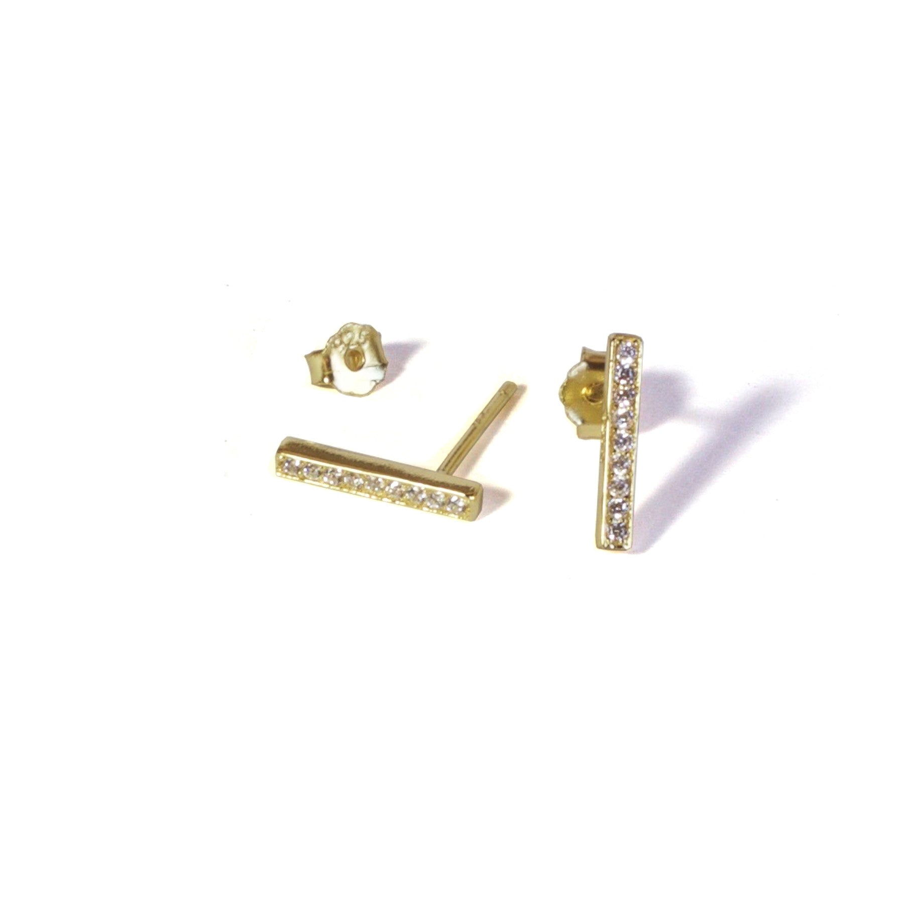 Large CZ Bar Stud Earrings for Women - Sparkling Cubic Zirconia Fashion Jewelry - Perfect for Parties, Weddings & Everyday Wear