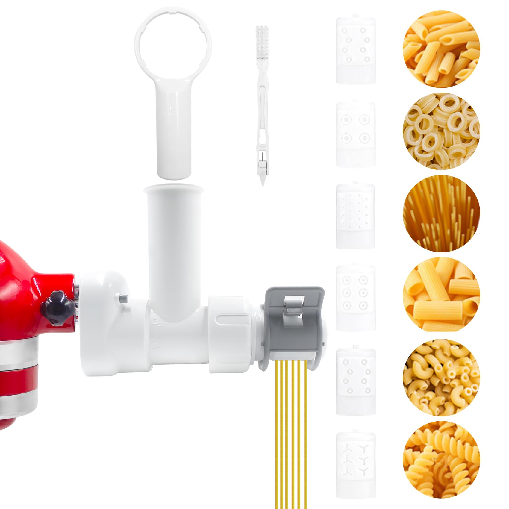 6-in-1 Pasta Maker Attachment for KitchenAid Stand Mixer - Dough Roller, Spaghetti, Fettuccine, Lasagna Cutter - Perfect for Homemade Italian Pasta, Fresh Noodles & Dumpling Wrappers (Fits All KitchenAid Models)