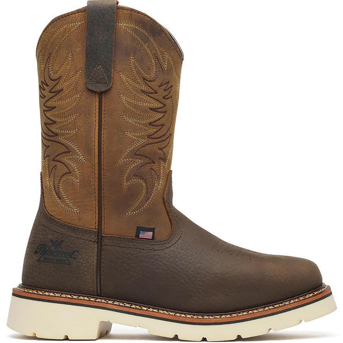 Square Toe Western Boots for Men - Crazy Horse Leather with Pebble Bottom - Comfortable Cowboy Boots for Riding, Work & Casual Wear (Size 11)