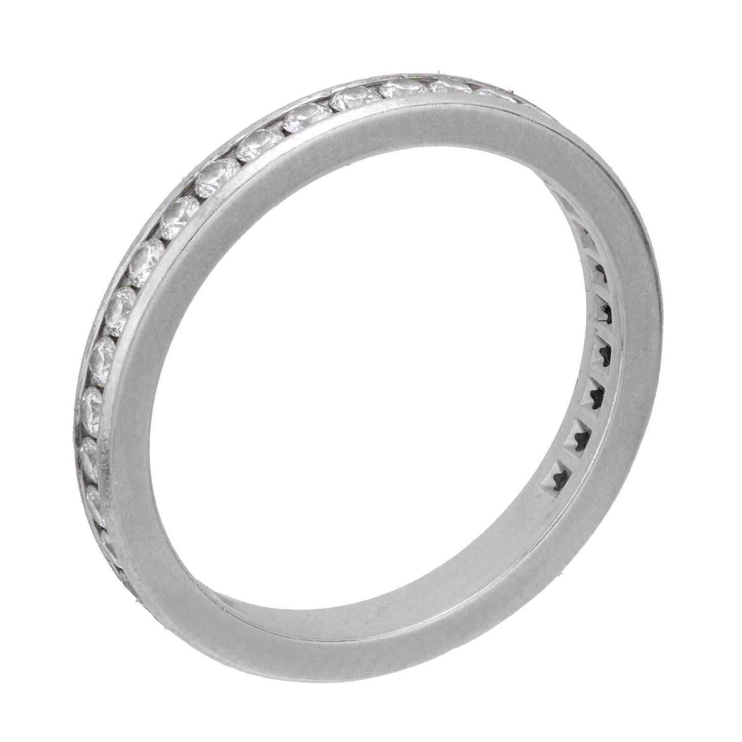 TIFFANY & CO. Platinum Diamond Eternity Band Ring - Vintage Engagement Wedding Anniversary Jewelry Gift for Her - Perfect for Bridal, Proposal & Special Occasions