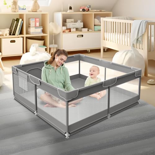 Baby Playpen for Infants & Toddlers - Soft Breathable Mesh Play Yard for Indoor & Outdoor Use - Safe Play Area for Crawling, Learning & Playtime Activities