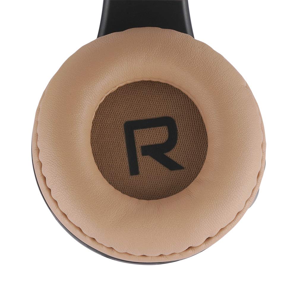 PowerLocus Wireless Bluetooth Over-Ear Headphones with Built-in Mic, Foldable Design & 30H Playtime - Compatible with iPhone, Samsung, LG, iPad (Black/Brown) - Perfect for Travel, Workouts & Home Entertainment