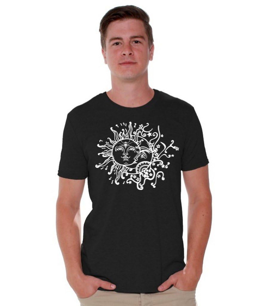 Awkwardstyles Sun Moon Graphic T-Shirt - White Astronomy & Astrology Tee with Free Bookmark - Perfect for Stargazing, Cosplay, and Gift Giving