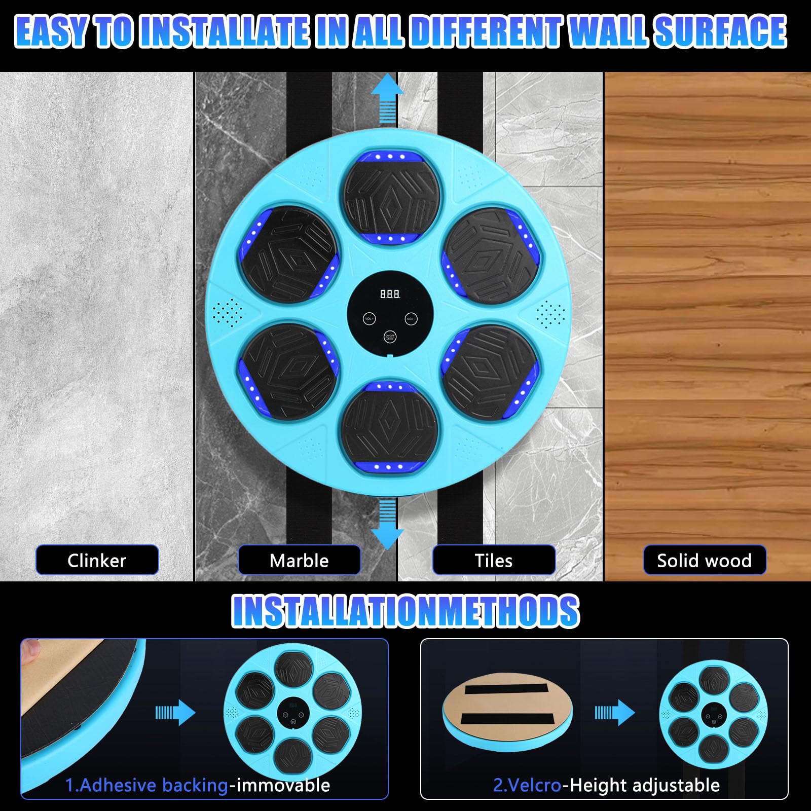2025 Upgraded Bluetooth Smart Boxing Trainer with Boxing Gloves - Wall Mount Punching Bag Machine for Kids & Adults - Home, Office, Gym Workout Equipment (Blue) | Perfect for Fitness Training, Stress Relief & Cardio Exercise