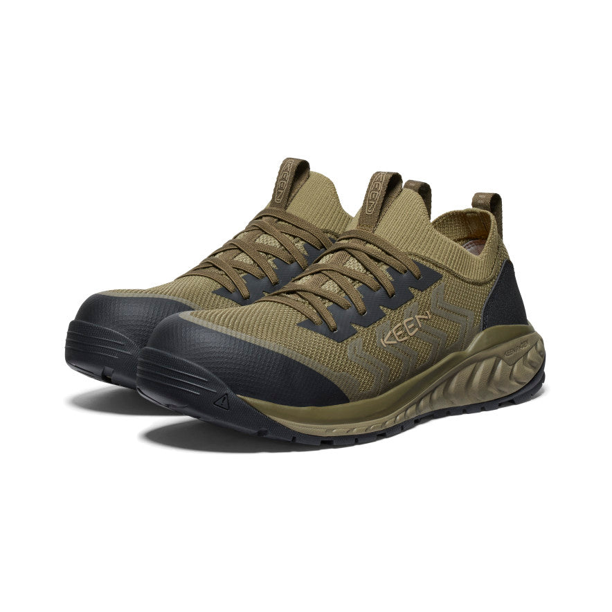 Men's Arvada Shift Work Sneaker - Carbon Toe Safety Shoes | Martini Olive/Black | Slip-Resistant for Construction & Warehouse Work