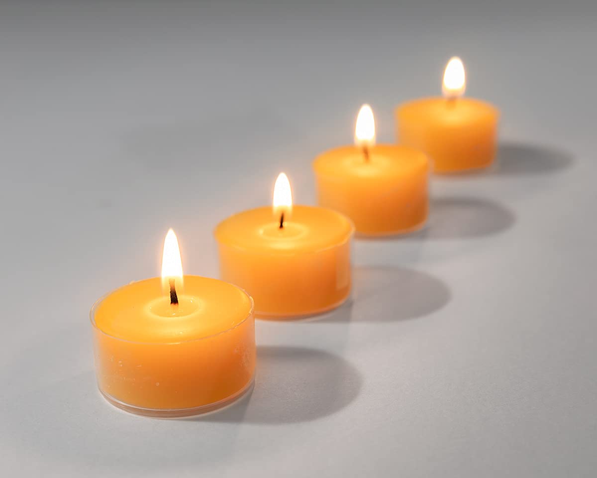 Pure Organic Beeswax Tea Light Candles - Natural Honey Scented, Eco-Friendly Cotton Wick - Slow Burning & Long-Lasting - Hand Poured Set of 24 Clear Tealights - Perfect for Home Decor, Relaxation & Aromatherapy