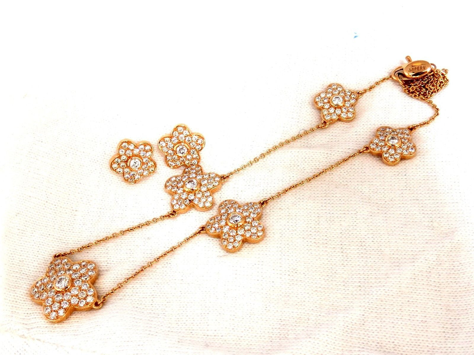 Designer Aspery & Guldag 3.50ct Natural Diamond Necklace & Earrings Set in 18K Gold (E/VS) - Perfect for Weddings, Anniversaries & Special Occasions